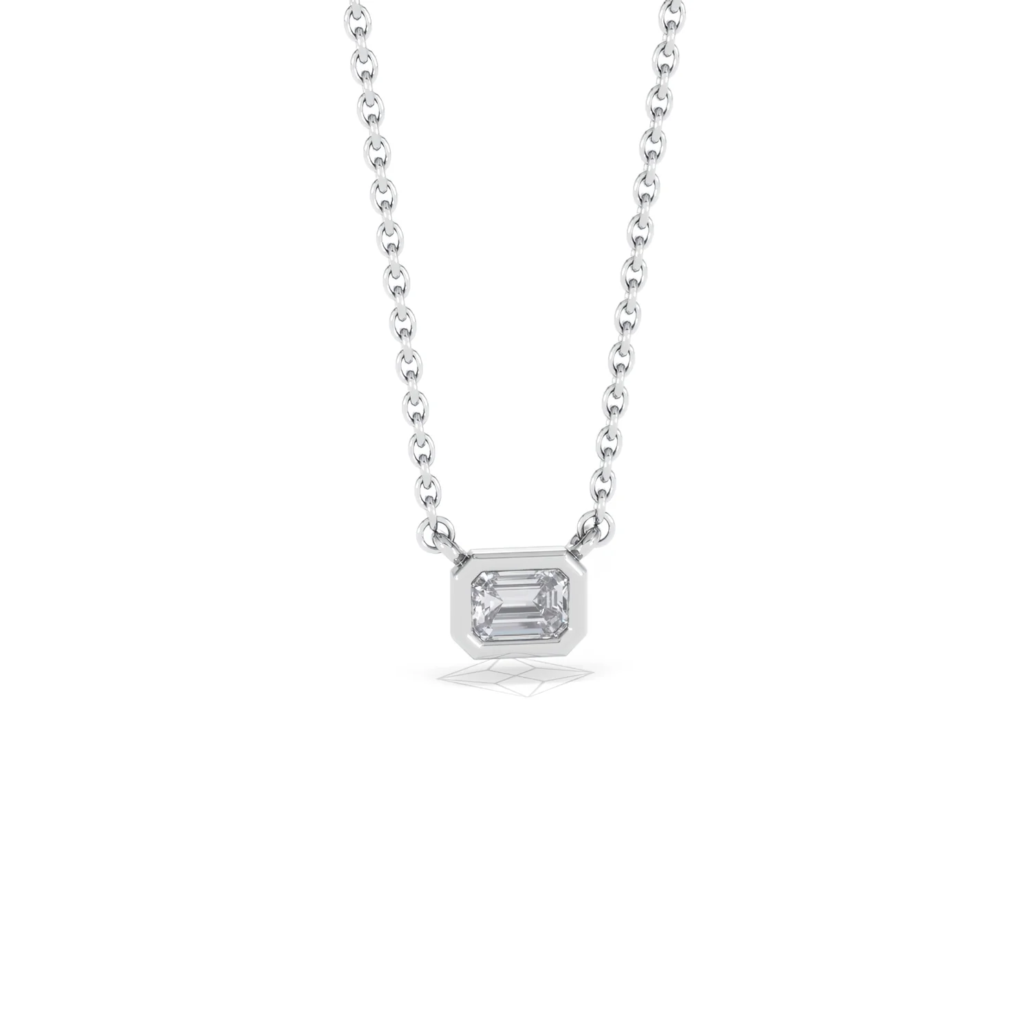 Horizon Emerald Cut Lab Diamond Solitaire Necklace 0.25ct H/SI in 925 Silver - Image 12