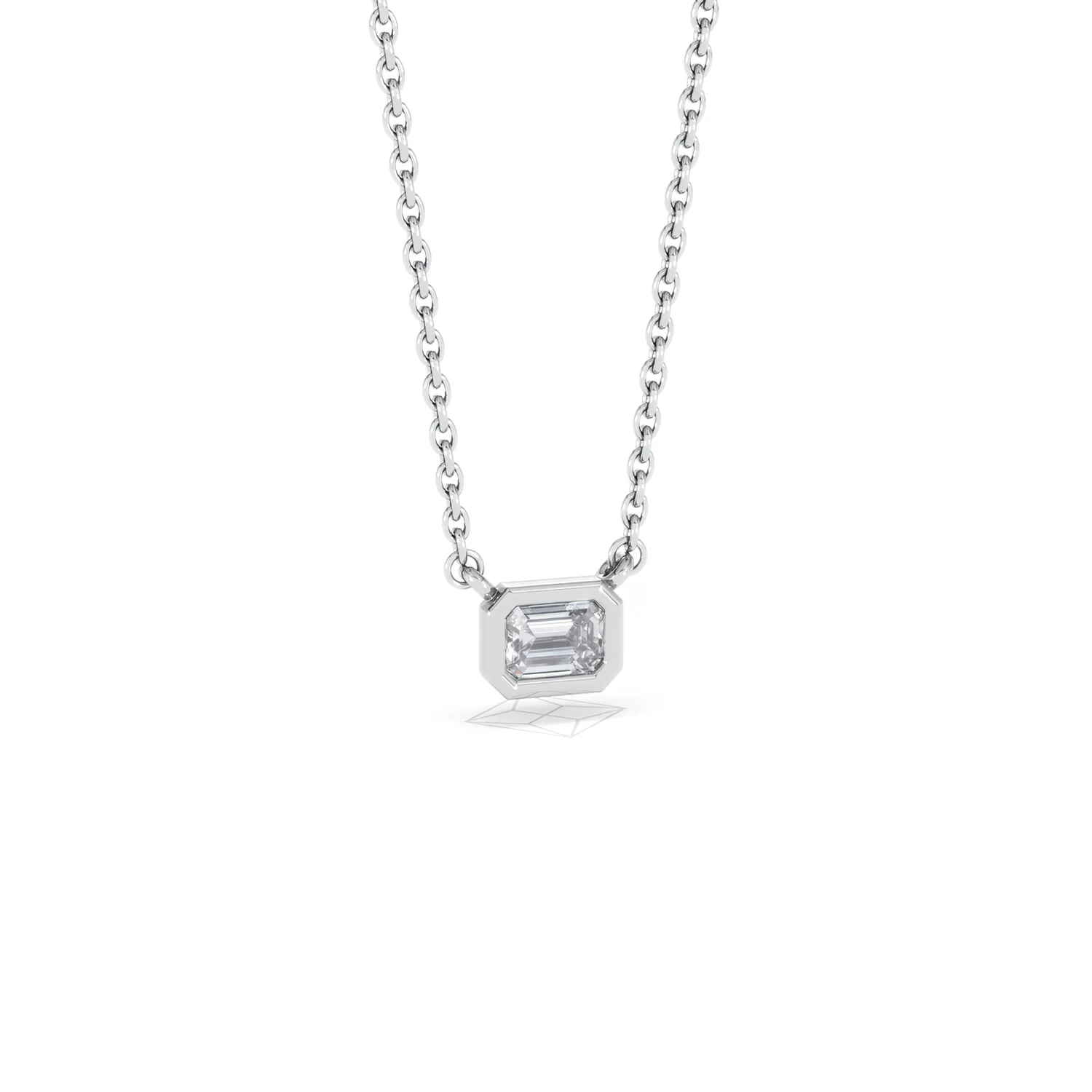 Horizon Emerald Cut Lab Diamond Solitaire Necklace 0.25ct H/SI in 925 Silver - Image 14
