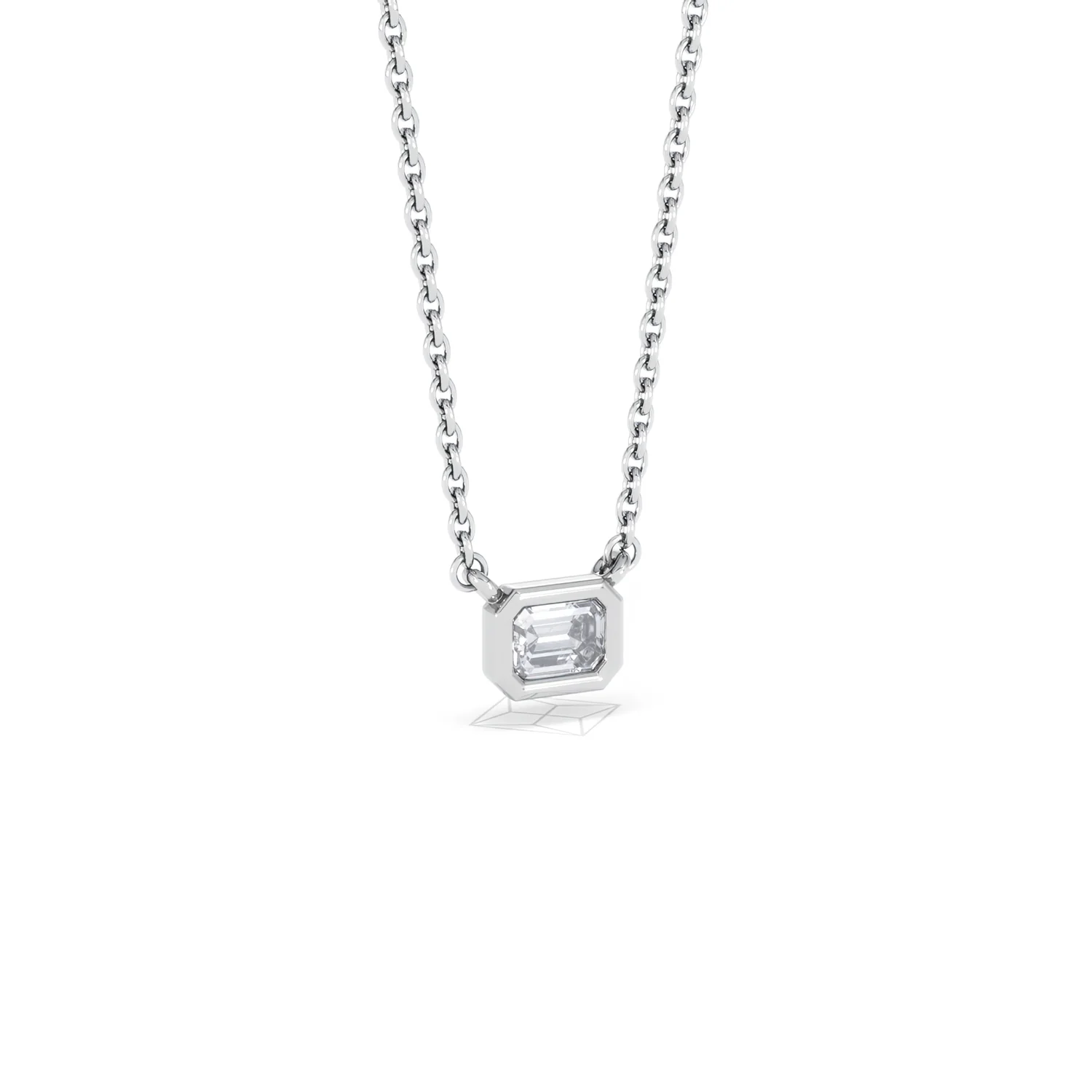 Horizon Emerald Cut Lab Diamond Solitaire Necklace 0.25ct H/SI in 925 Silver - Image 16