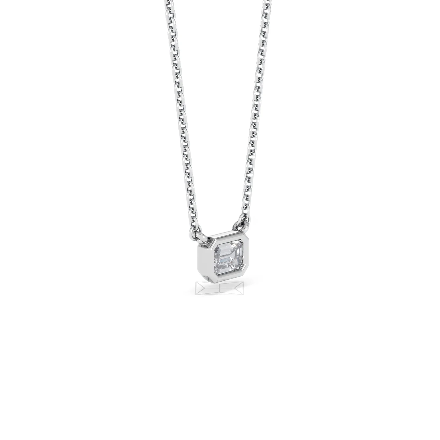 Horizon Emerald Cut Lab Diamond Solitaire Necklace 0.25ct H/SI in 925 Silver - Image 20