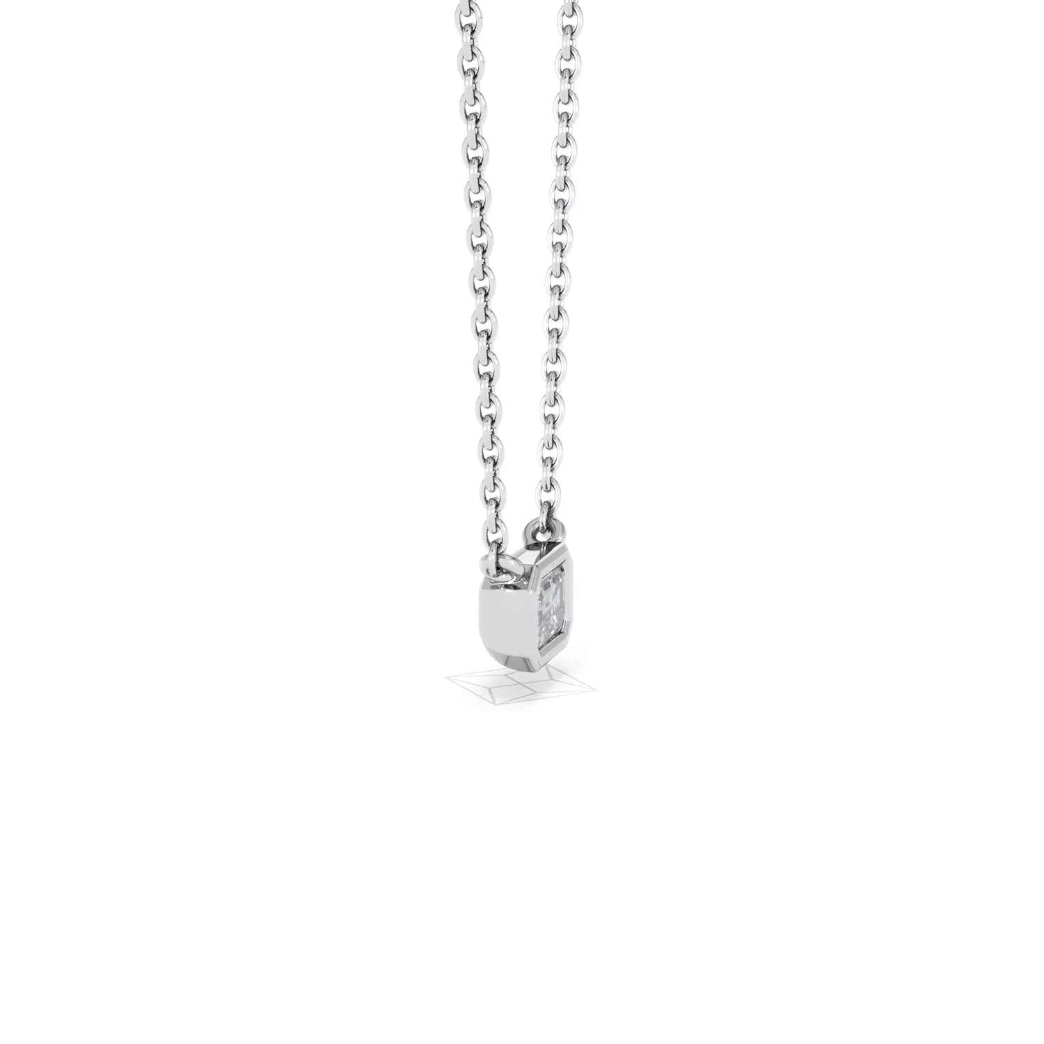 Horizon Emerald Cut Lab Diamond Solitaire Necklace 0.25ct H/SI in 925 Silver - Image 26