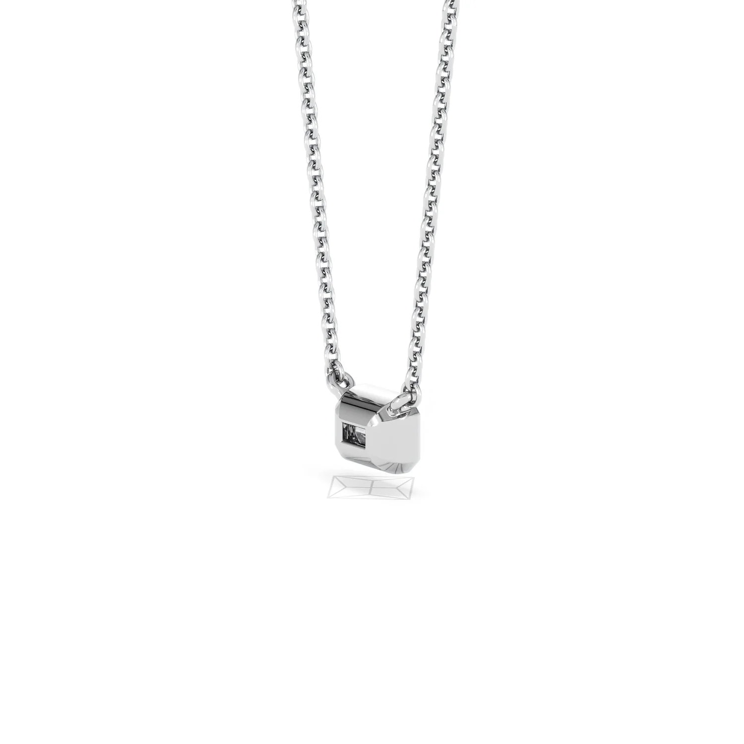 Horizon Emerald Cut Lab Diamond Solitaire Necklace 0.25ct H/SI in 925 Silver - Image 39
