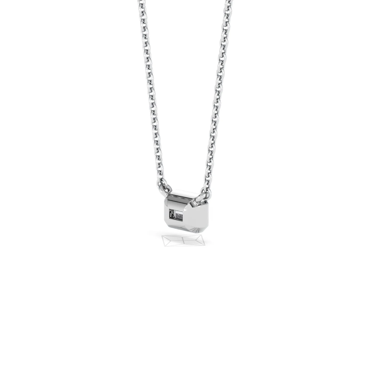 Horizon Emerald Cut Lab Diamond Solitaire Necklace 0.25ct H/SI in 925 Silver - Image 41