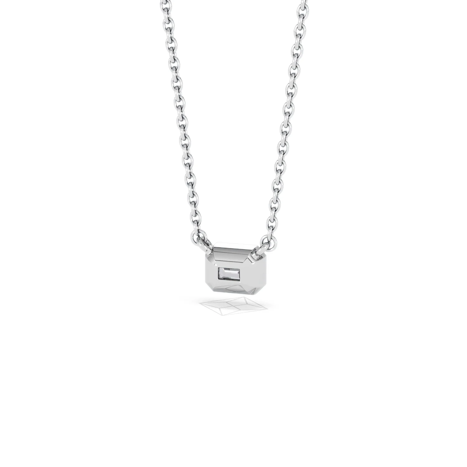 Horizon Emerald Cut Lab Diamond Solitaire Necklace 0.25ct H/SI in 925 Silver - Image 46