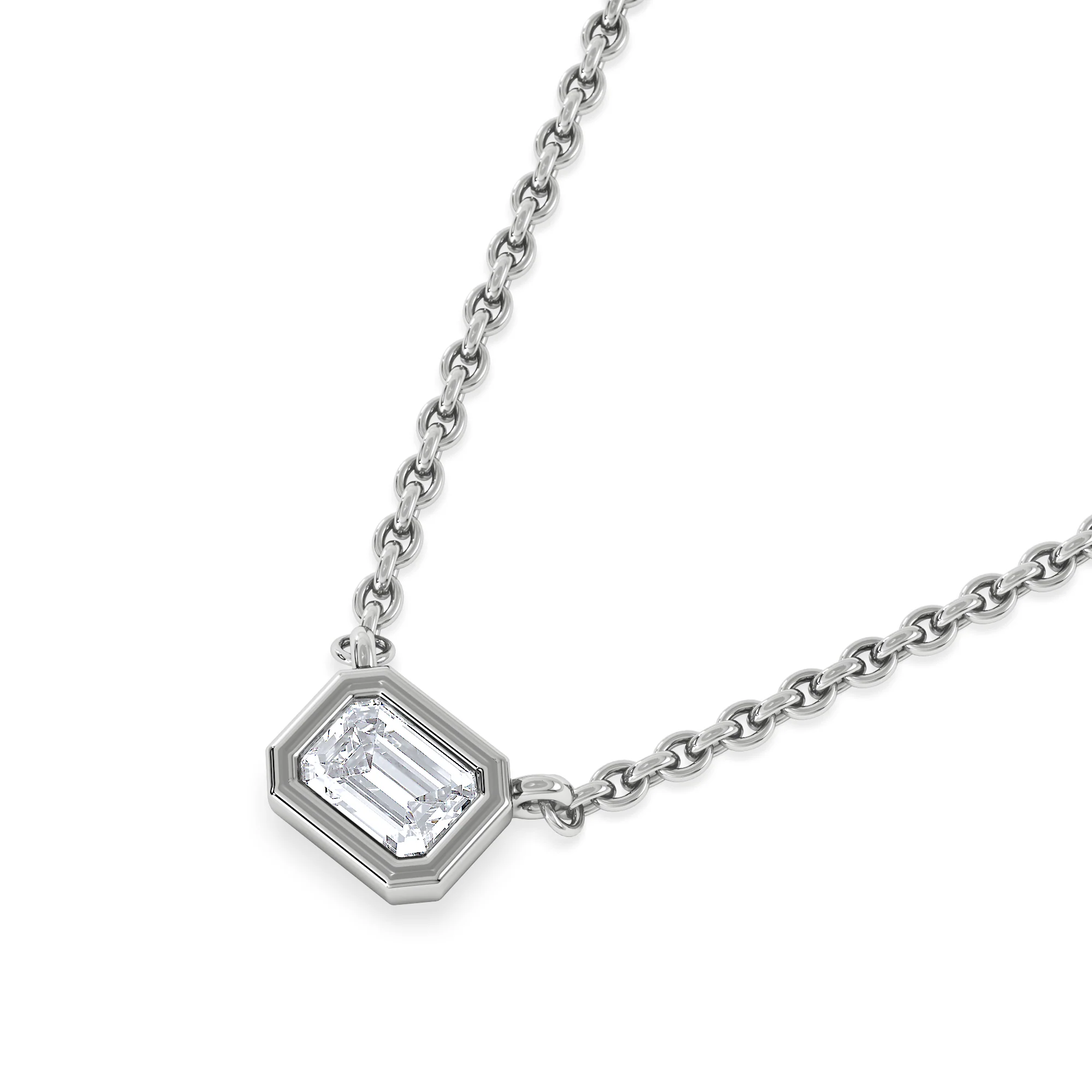 Horizon Emerald Cut Lab Diamond Solitaire Necklace 0.25ct H/SI in 925 Silver - Image 5