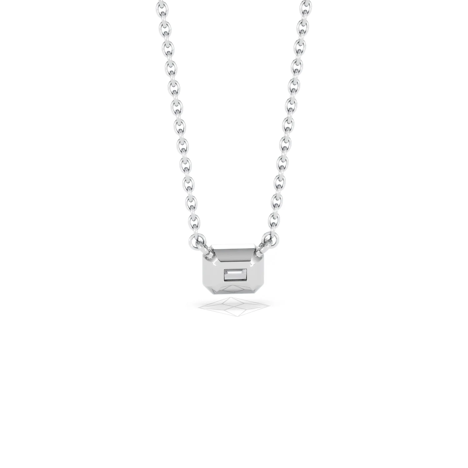 Horizon Emerald Cut Lab Diamond Solitaire Necklace 0.25ct H/SI in 925 Silver - Image 51