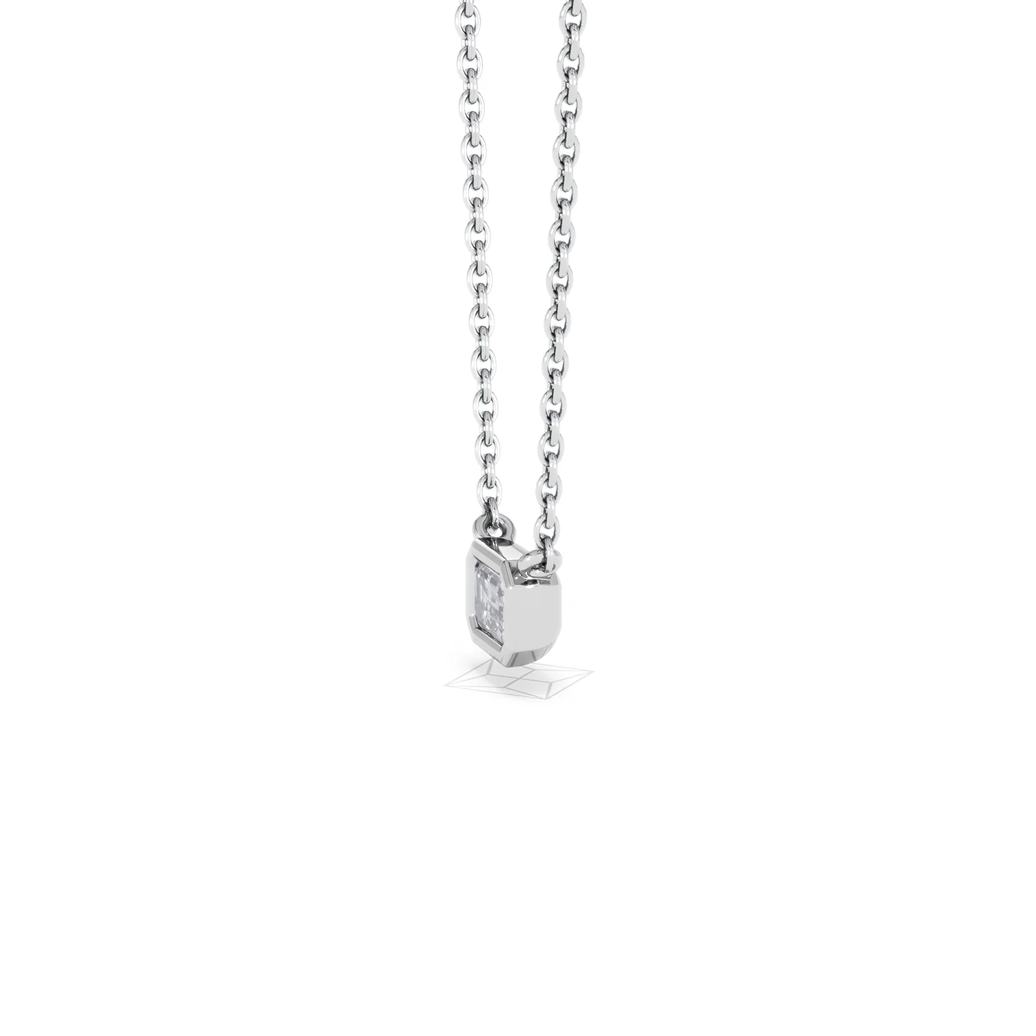 Horizon Emerald Cut Lab Diamond Solitaire Necklace 0.25ct H/SI in 925 Silver - Image 74