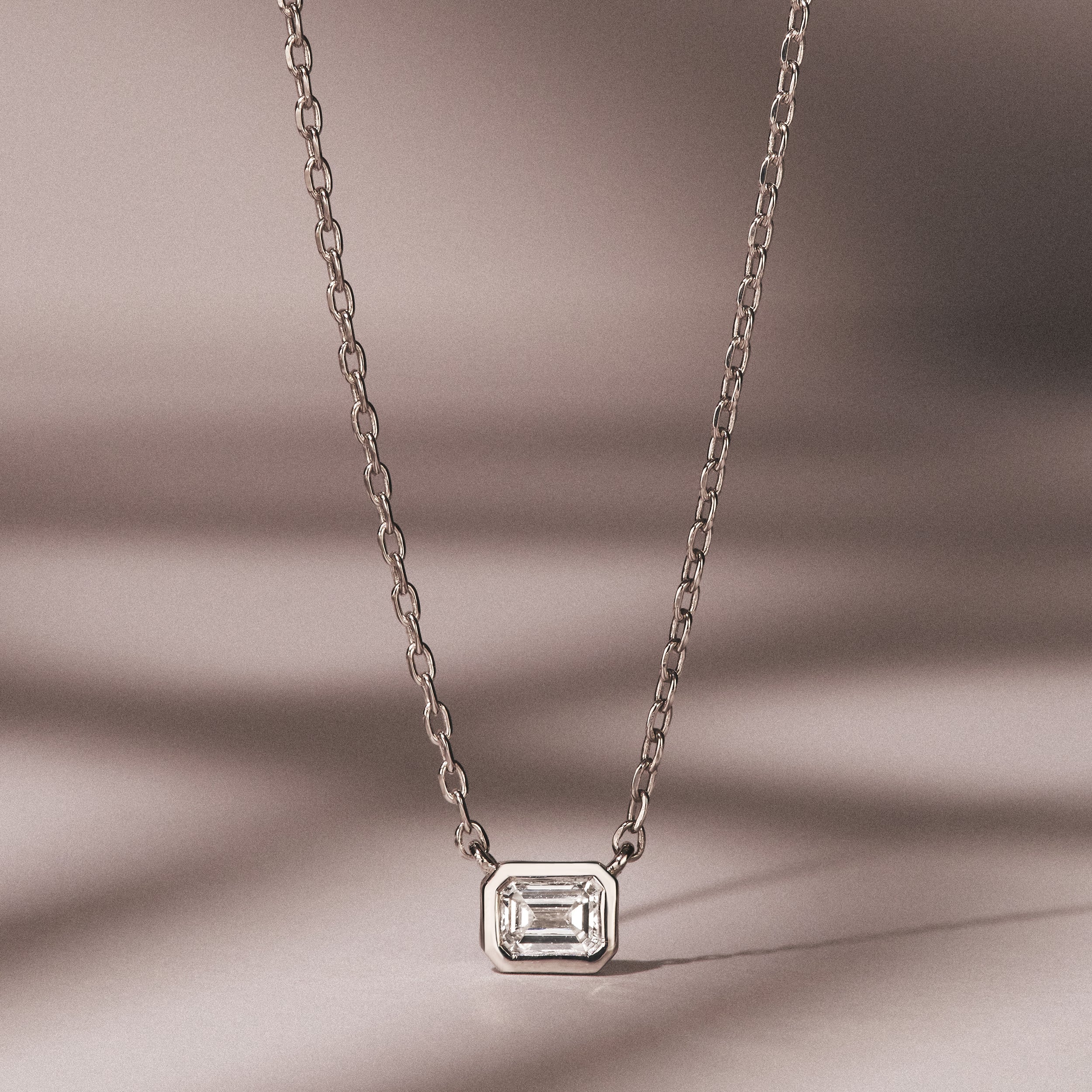 Horizon Emerald Cut Lab Diamond Solitaire Necklace 0.25ct H/SI in 925 Silver - Image 8