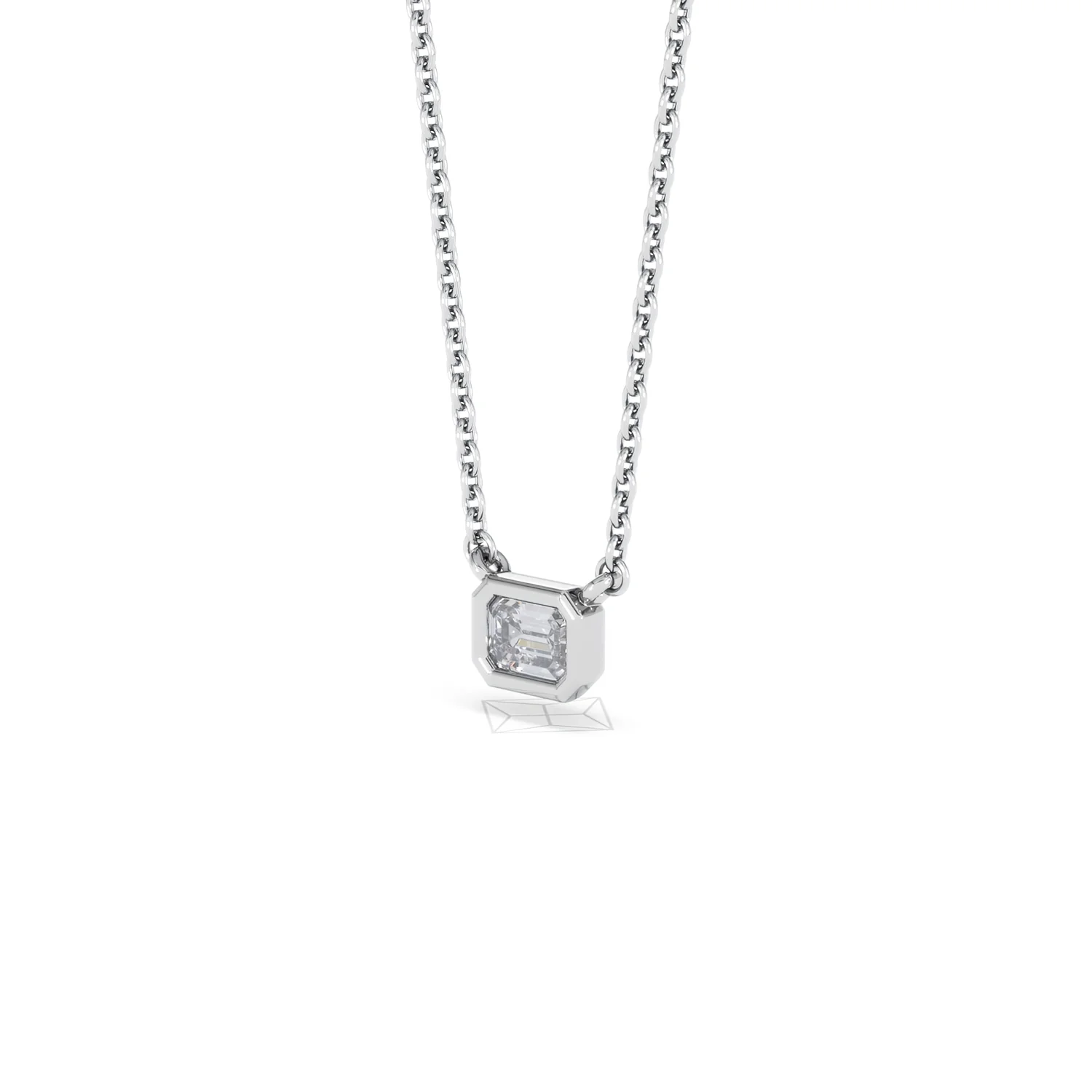 Horizon Emerald Cut Lab Diamond Solitaire Necklace 0.25ct H/SI in 925 Silver - Image 81