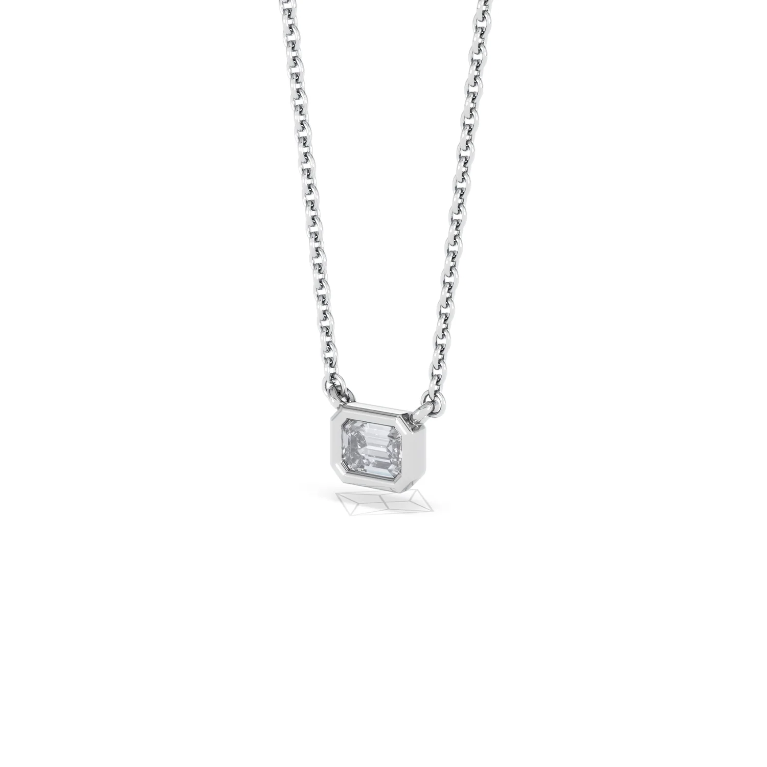 Horizon Emerald Cut Lab Diamond Solitaire Necklace 0.25ct H/SI in 925 Silver - Image 82