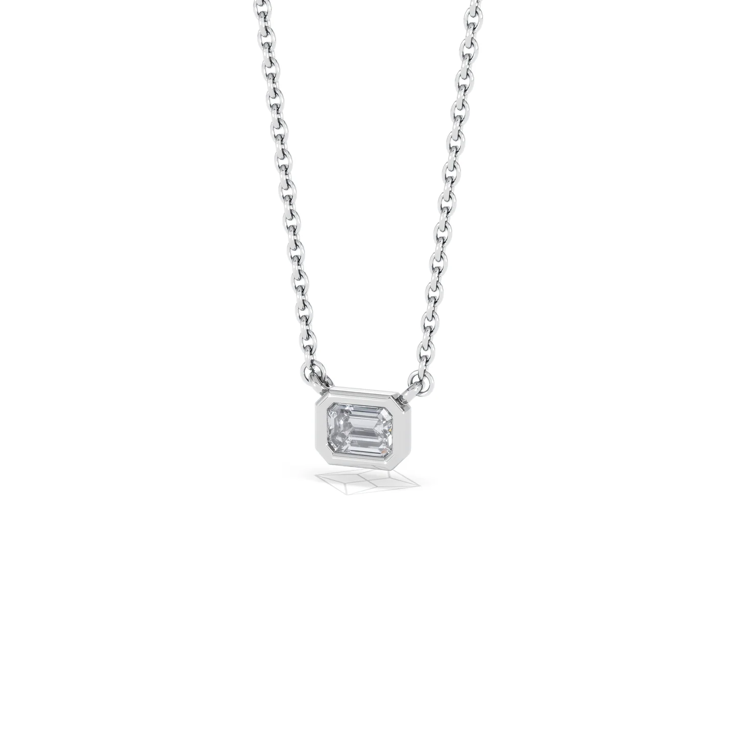 Horizon Emerald Cut Lab Diamond Solitaire Necklace 0.25ct H/SI in 925 Silver - Image 85
