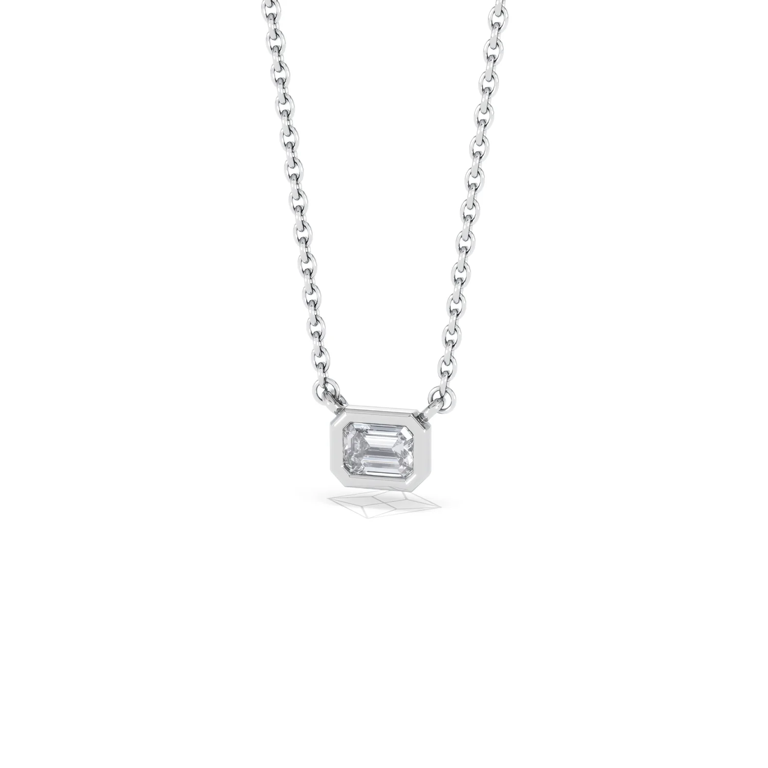 Horizon Emerald Cut Lab Diamond Solitaire Necklace 0.25ct H/SI in 925 Silver - Image 86