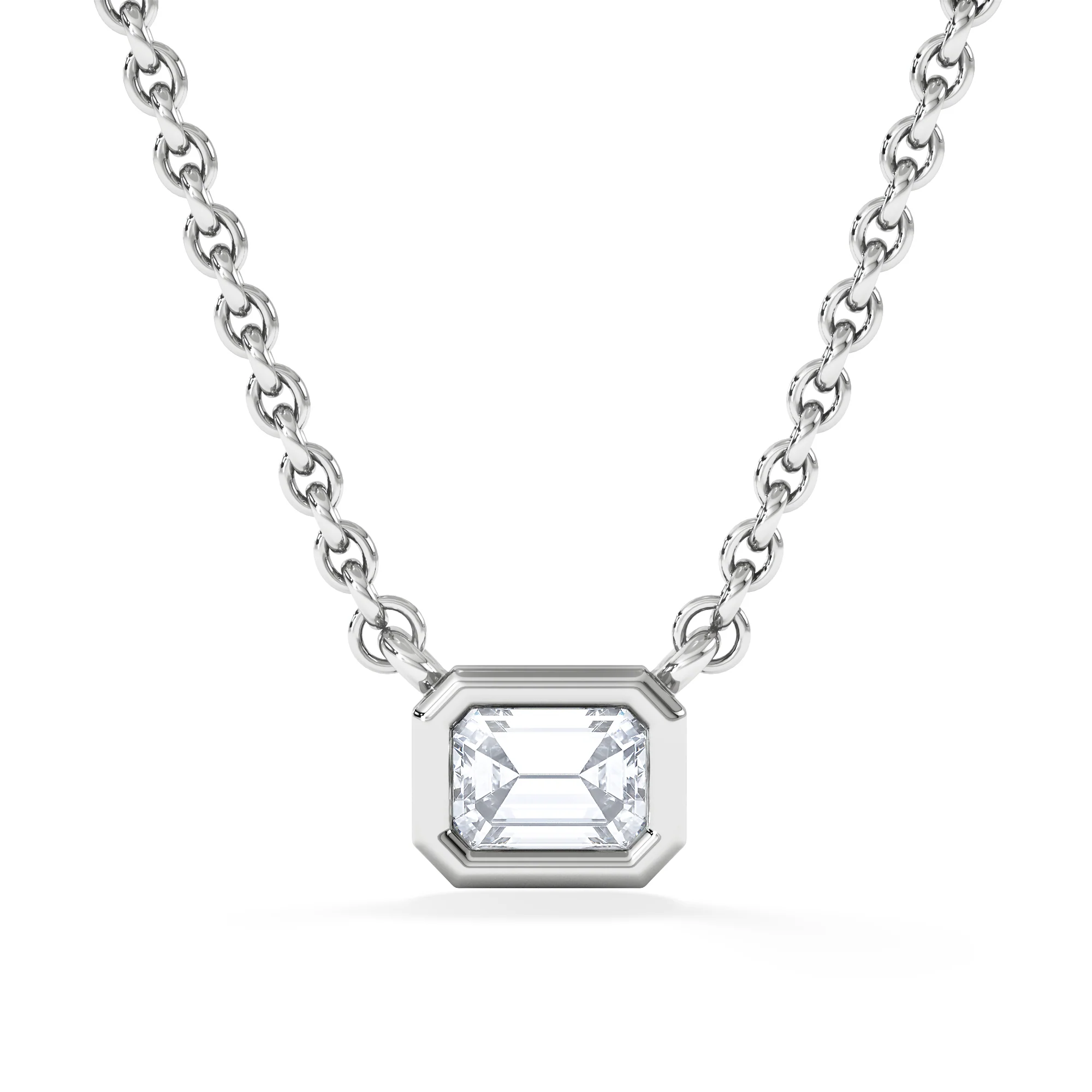 Horizon Emerald Cut Lab Diamond Solitaire Necklace 0.25ct H/SI in 9K White Gold