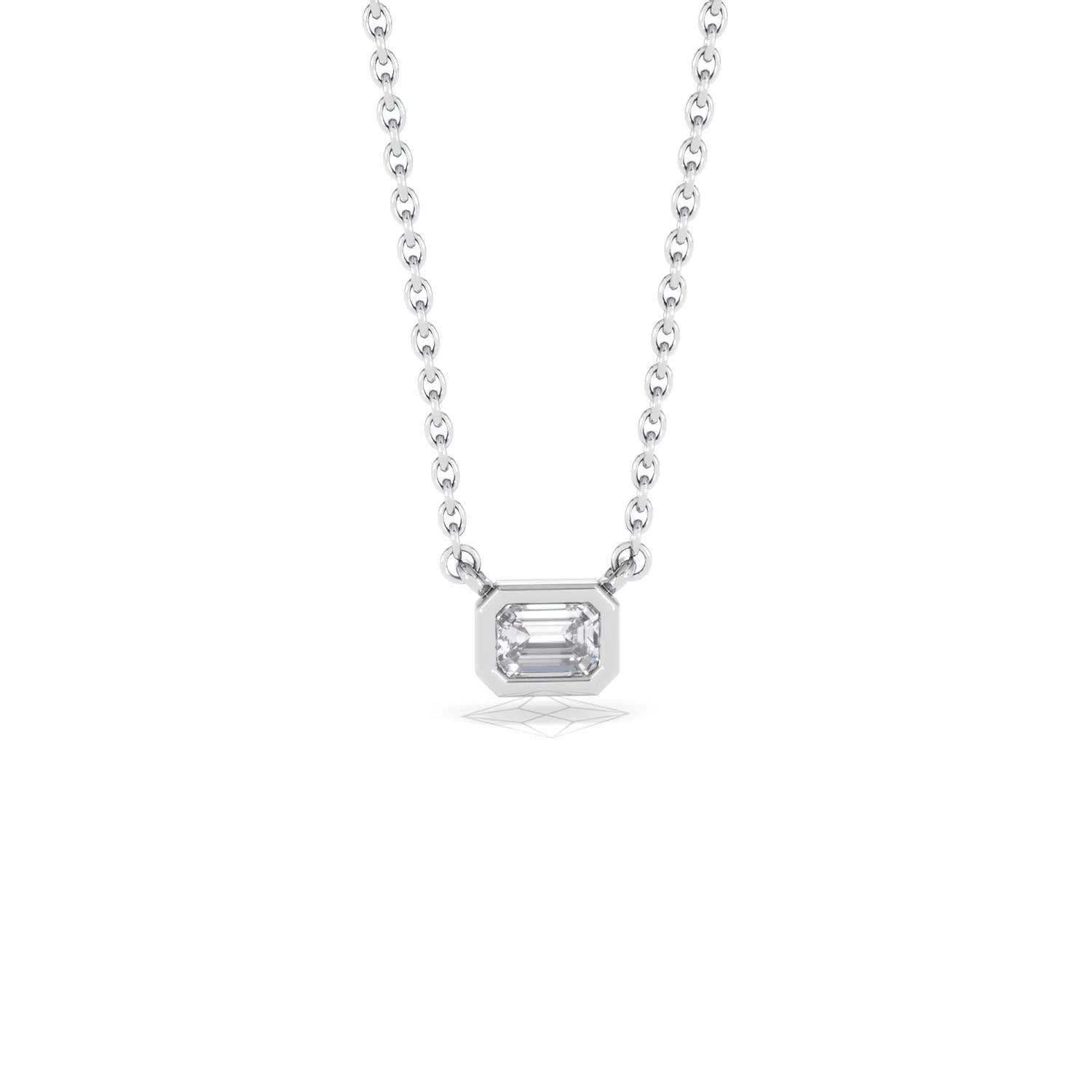 Horizon Emerald Cut Lab Diamond Solitaire Necklace 0.25ct H/SI in 9K White Gold - Image 11