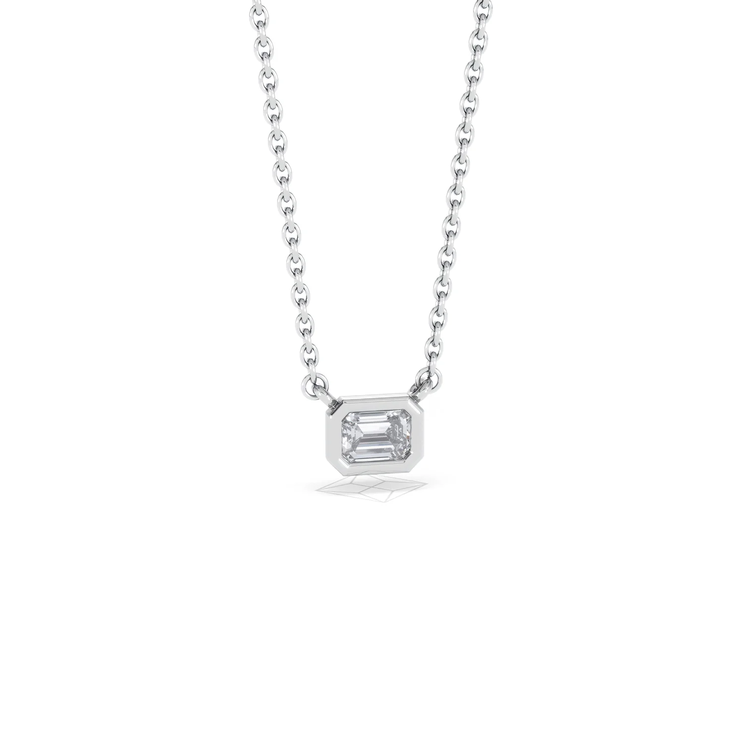 Horizon Emerald Cut Lab Diamond Solitaire Necklace 0.25ct H/SI in 9K White Gold - Image 13