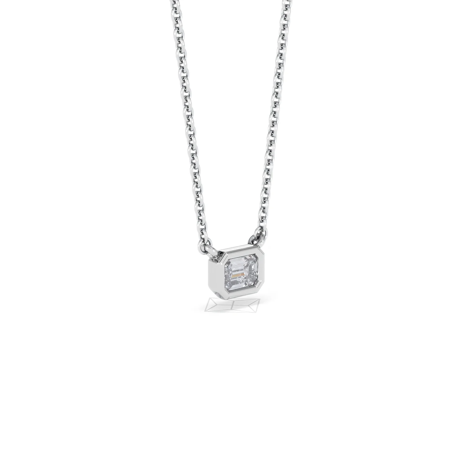 Horizon Emerald Cut Lab Diamond Solitaire Necklace 0.25ct H/SI in 9K White Gold - Image 19