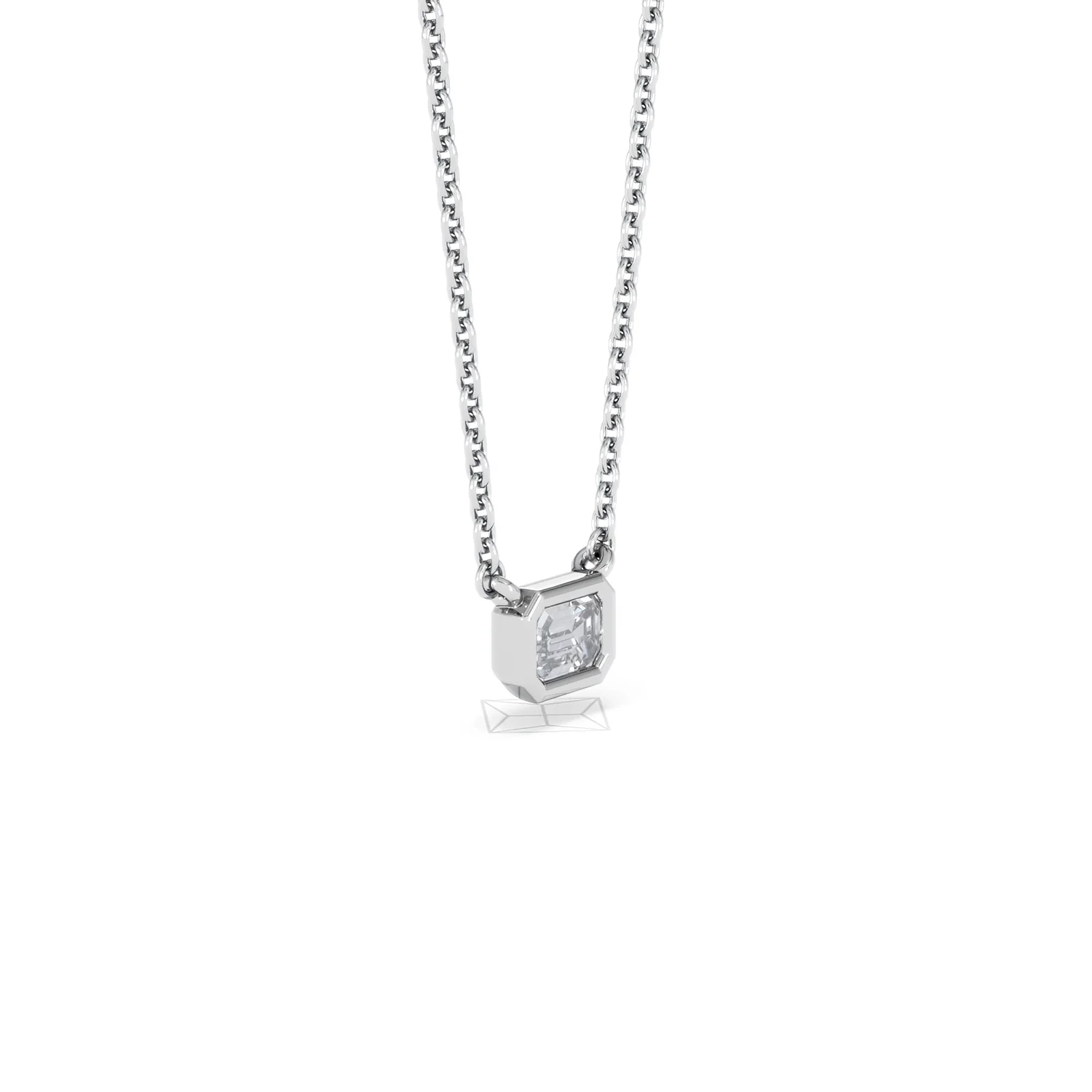 Horizon Emerald Cut Lab Diamond Solitaire Necklace 0.25ct H/SI in 9K White Gold - Image 21