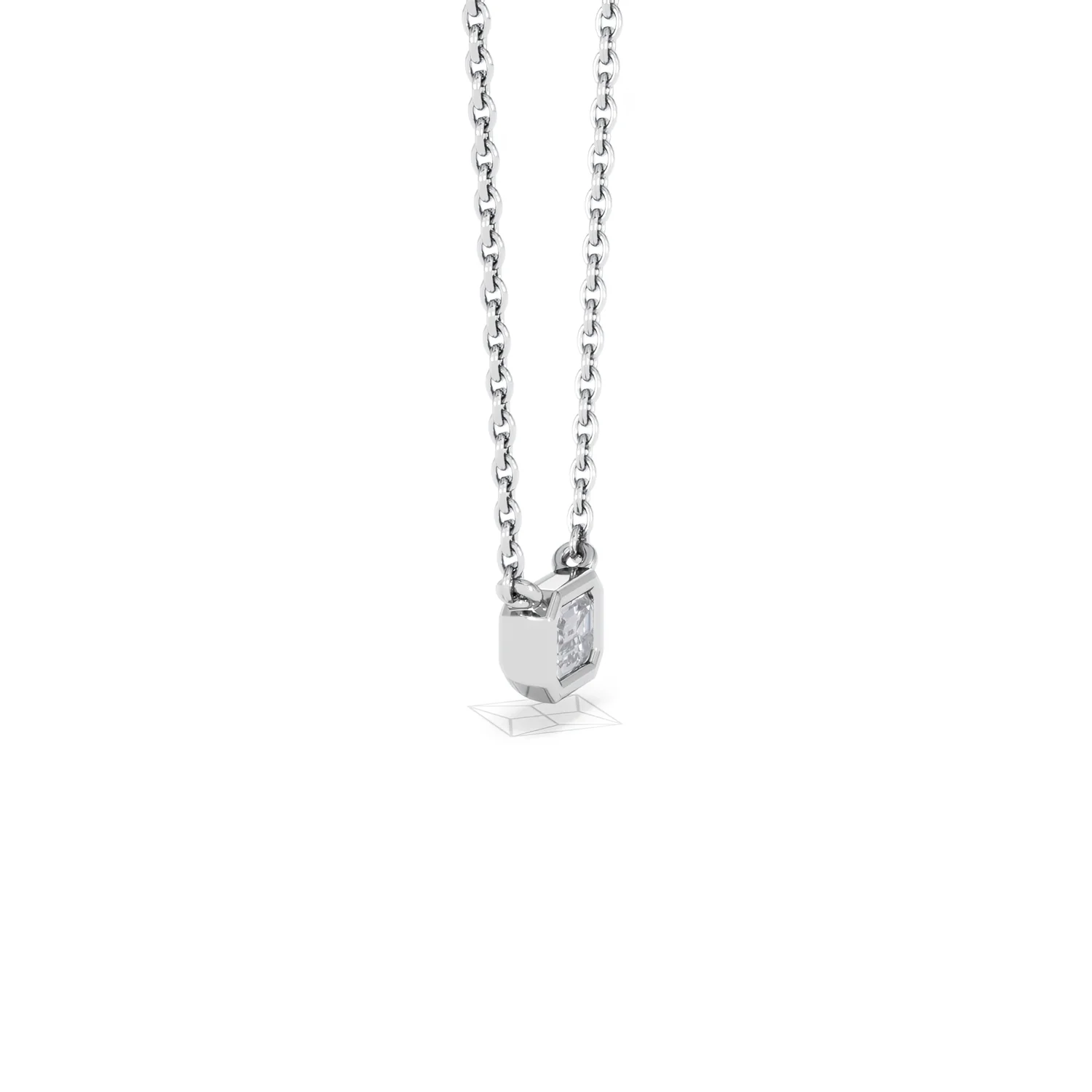 Horizon Emerald Cut Lab Diamond Solitaire Necklace 0.25ct H/SI in 9K White Gold - Image 25