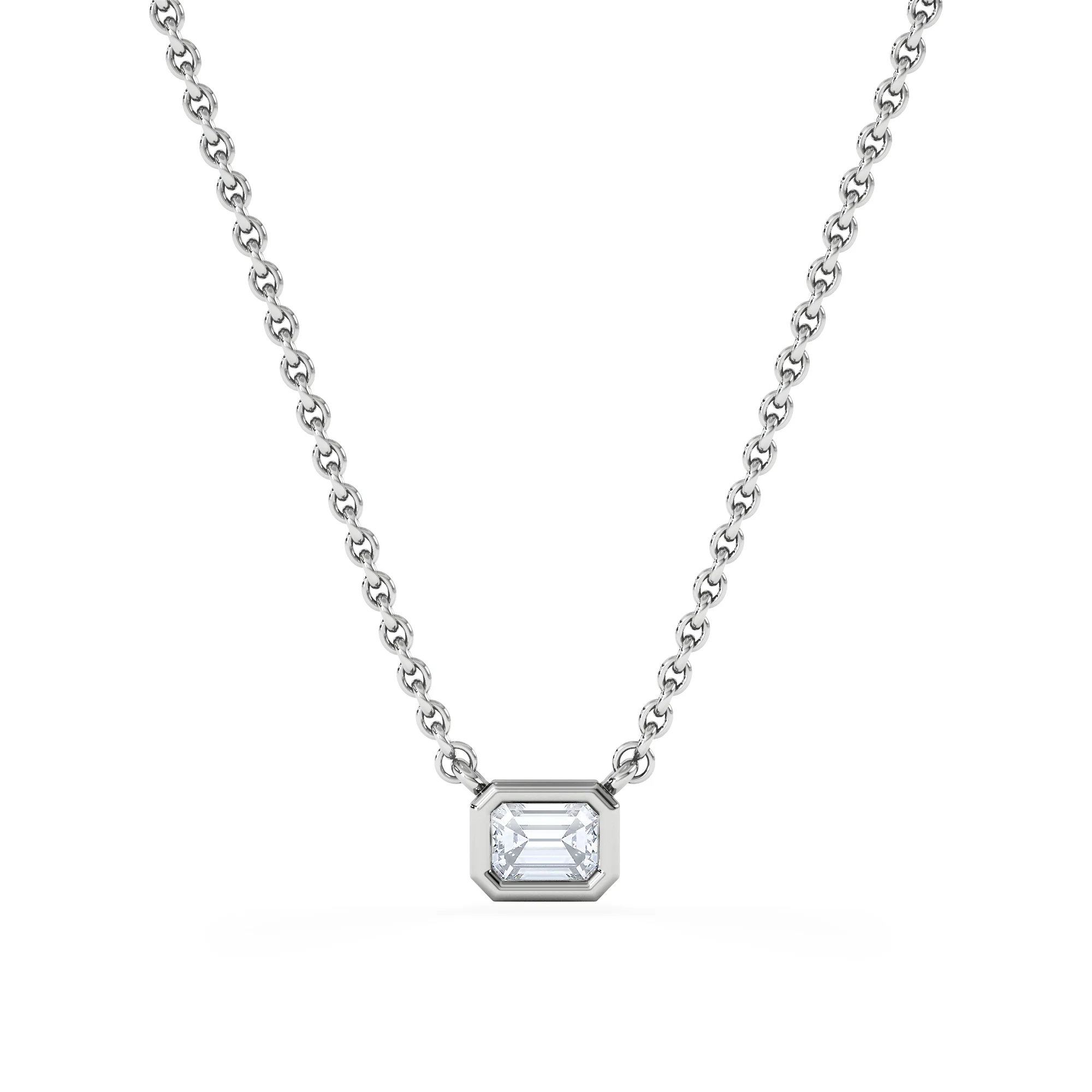 Horizon Emerald Cut Lab Diamond Solitaire Necklace 0.25ct H/SI in 9K White Gold - Image 3