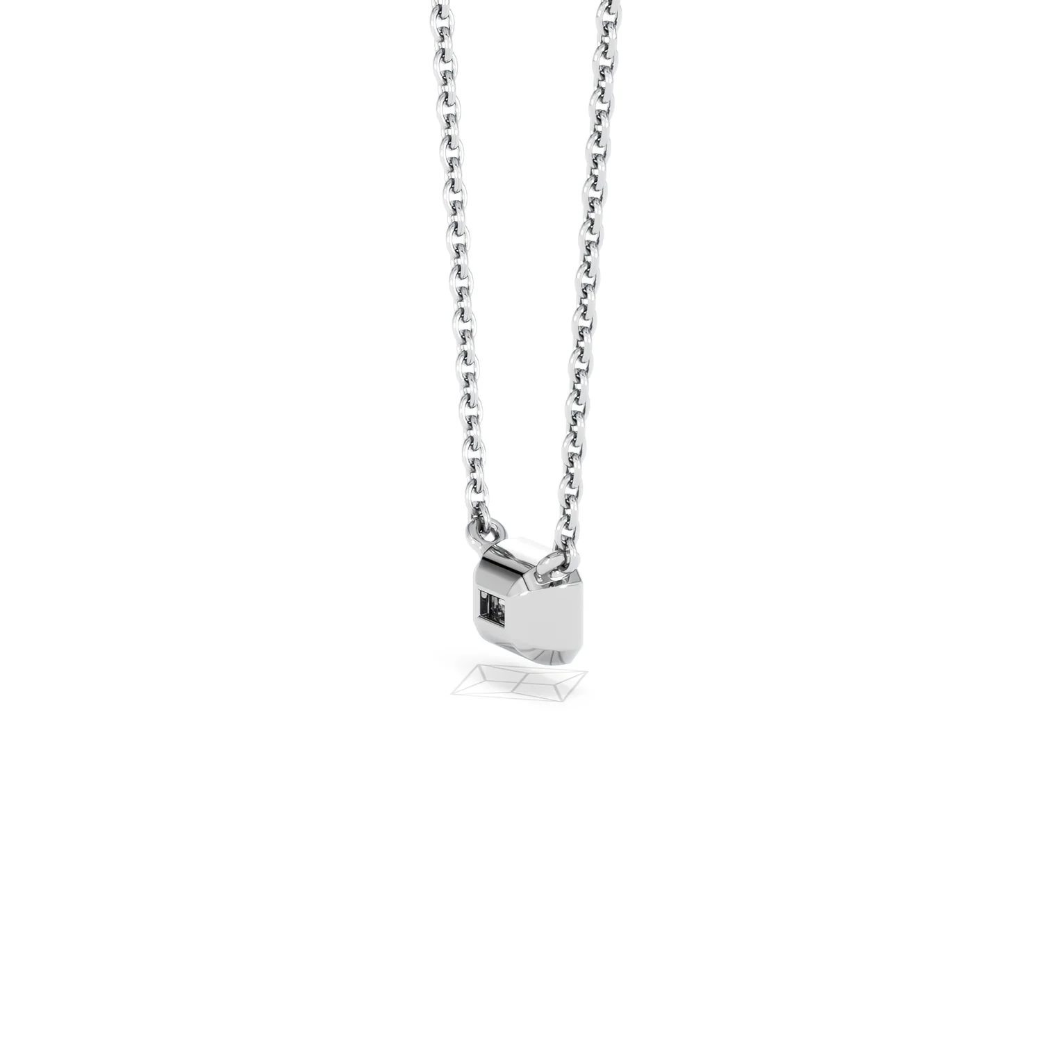 Horizon Emerald Cut Lab Diamond Solitaire Necklace 0.25ct H/SI in 9K White Gold - Image 37