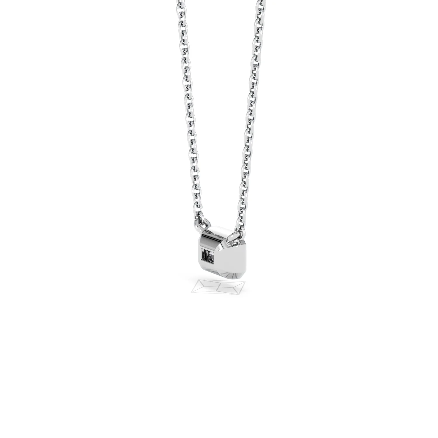 Horizon Emerald Cut Lab Diamond Solitaire Necklace 0.25ct H/SI in 9K White Gold - Image 38