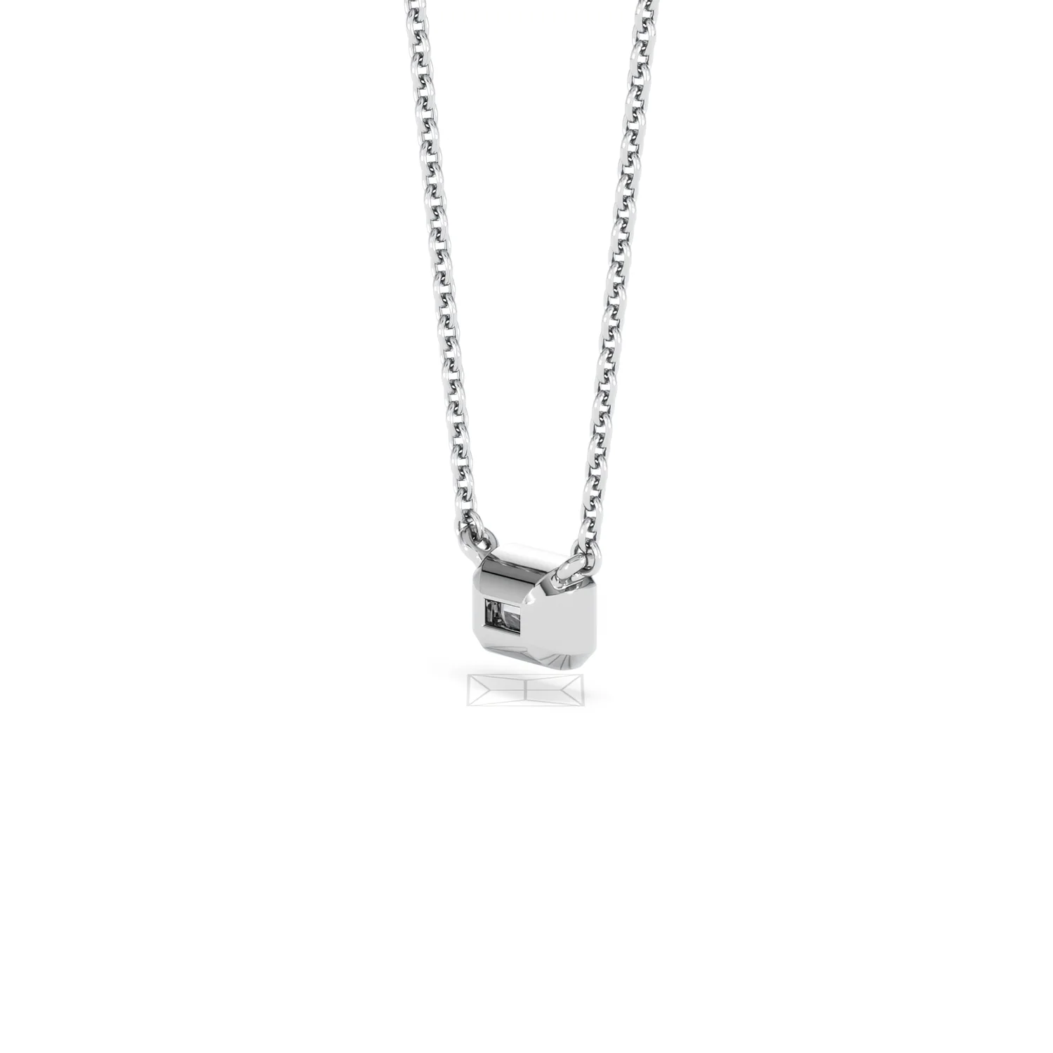 Horizon Emerald Cut Lab Diamond Solitaire Necklace 0.25ct H/SI in 9K White Gold - Image 40