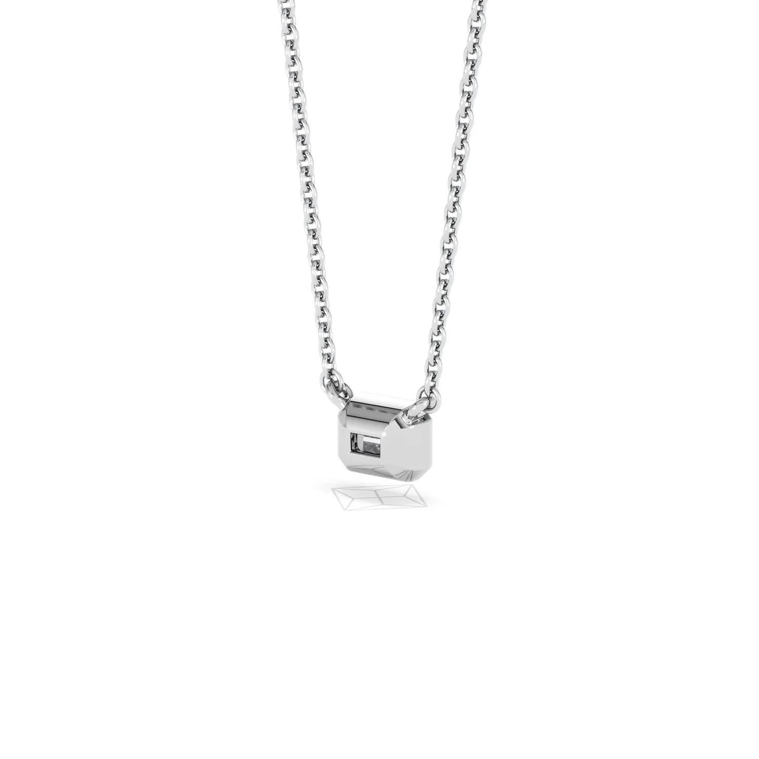 Horizon Emerald Cut Lab Diamond Solitaire Necklace 0.25ct H/SI in 9K White Gold - Image 42