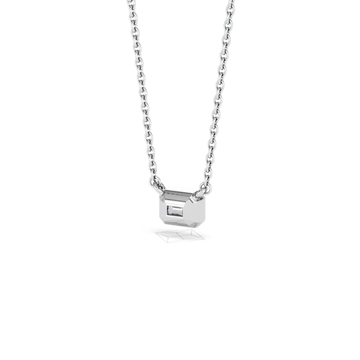Horizon Emerald Cut Lab Diamond Solitaire Necklace 0.25ct H/SI in 9K White Gold - Image 44