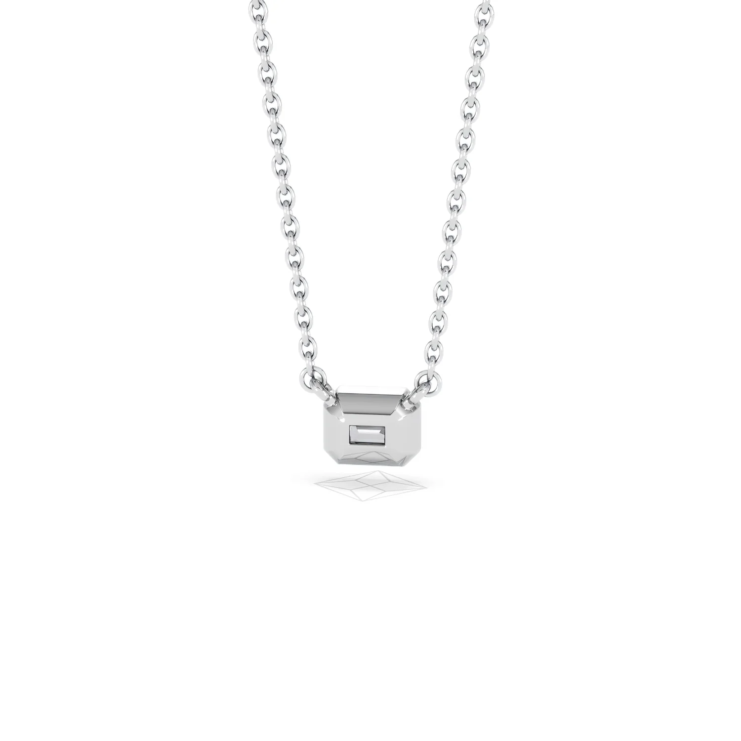 Horizon Emerald Cut Lab Diamond Solitaire Necklace 0.25ct H/SI in 9K White Gold - Image 48