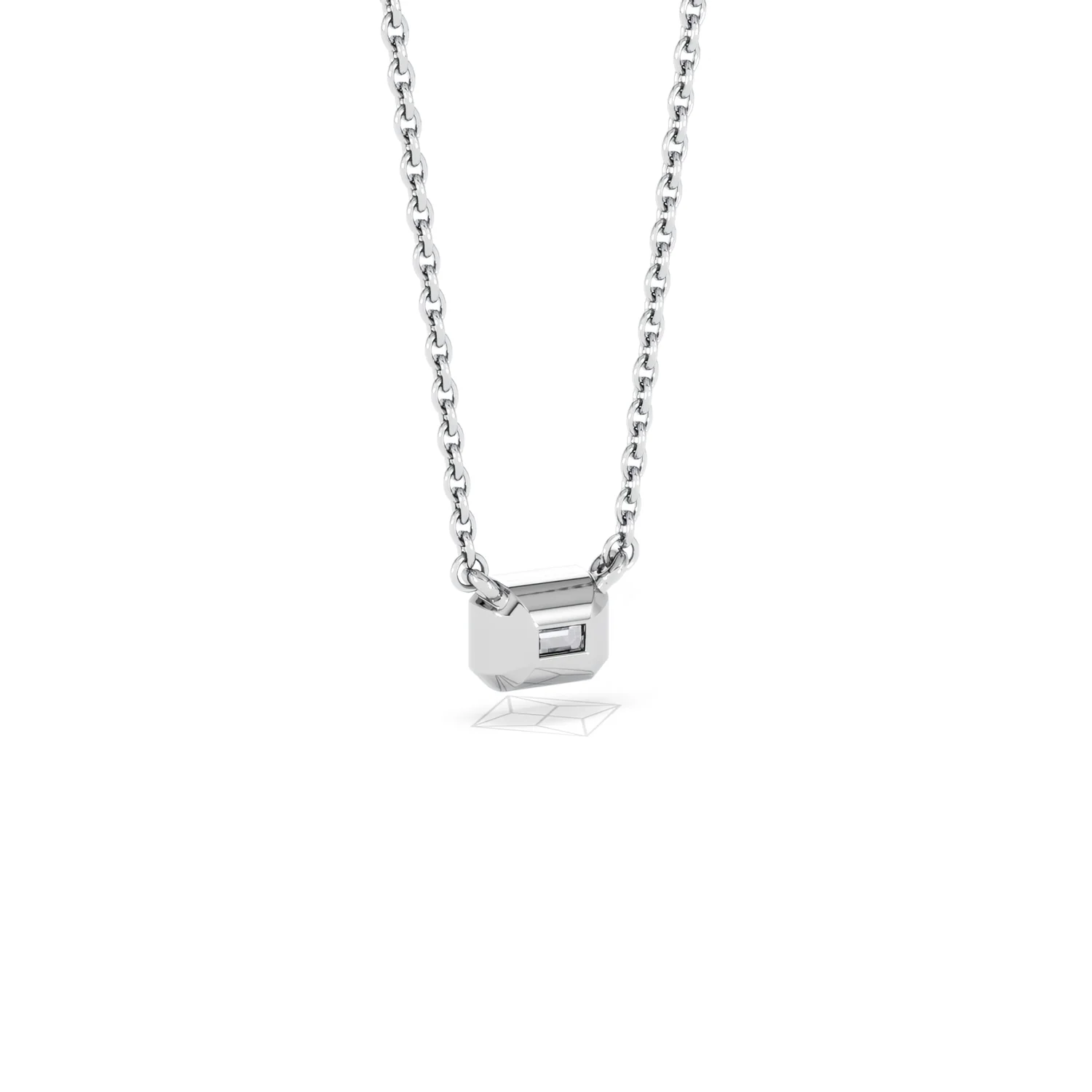 Horizon Emerald Cut Lab Diamond Solitaire Necklace 0.25ct H/SI in 9K White Gold - Image 56