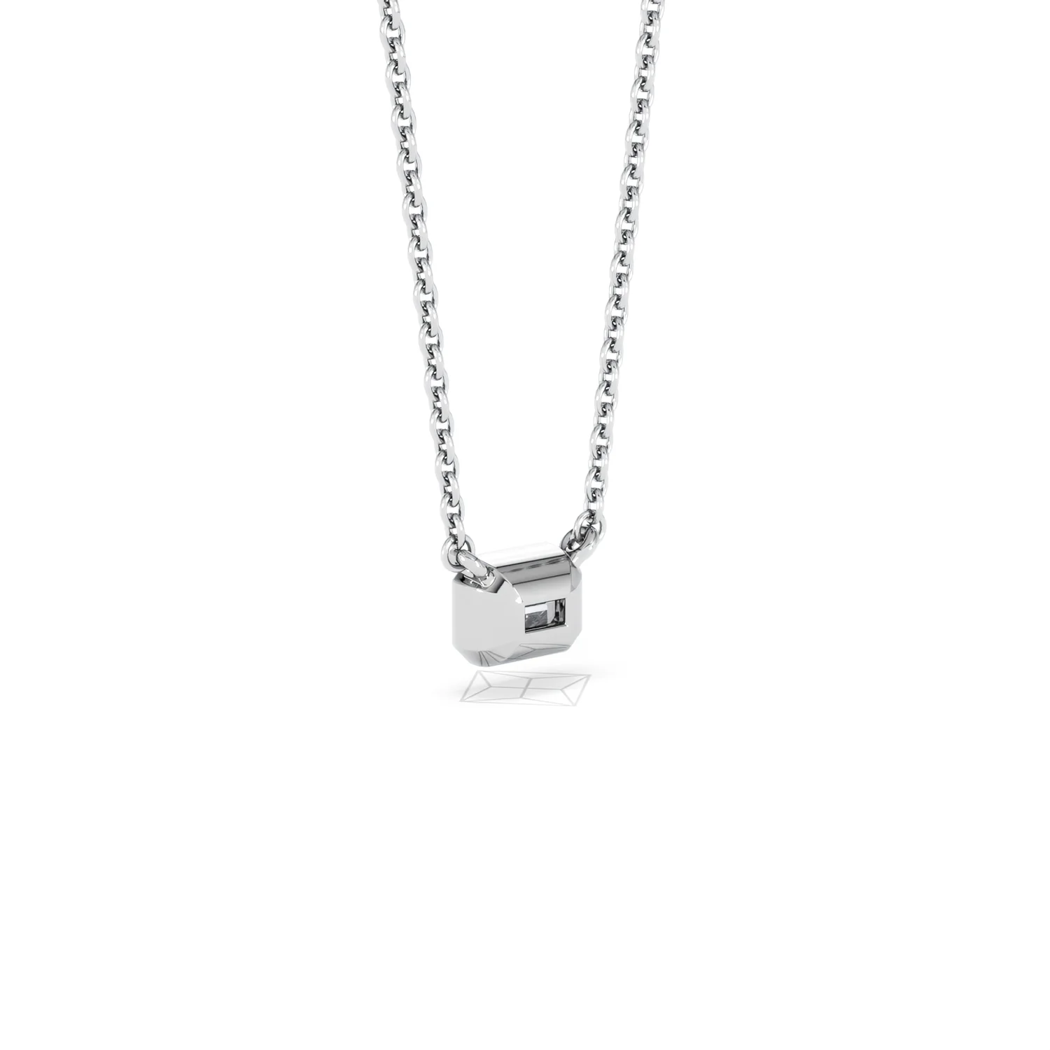 Horizon Emerald Cut Lab Diamond Solitaire Necklace 0.25ct H/SI in 9K White Gold - Image 58