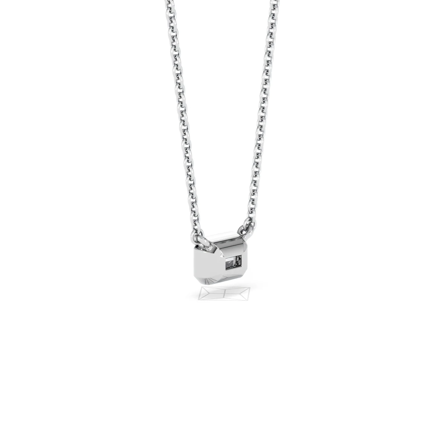 Horizon Emerald Cut Lab Diamond Solitaire Necklace 0.25ct H/SI in 9K White Gold - Image 59
