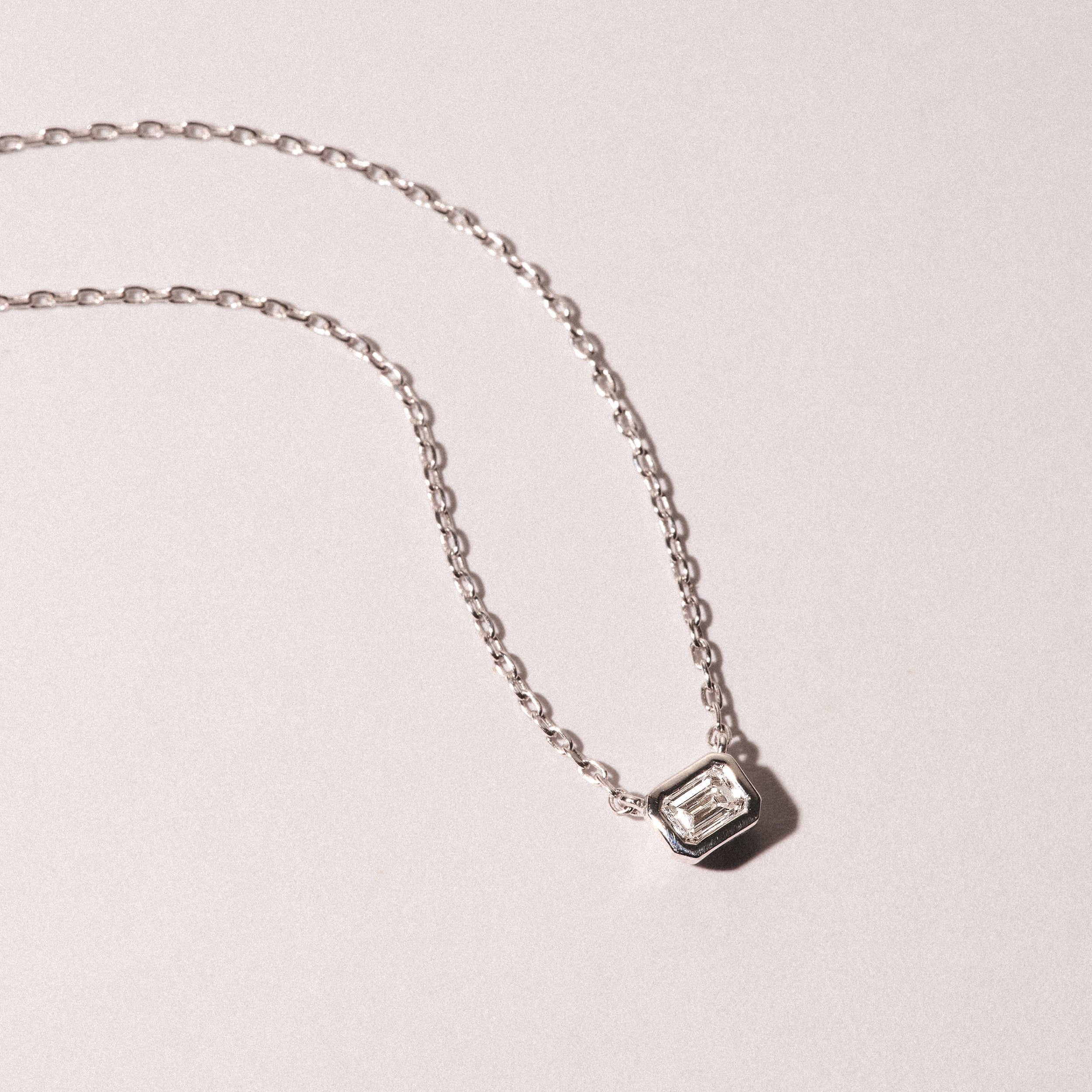 Horizon Emerald Cut Lab Diamond Solitaire Necklace 0.25ct H/SI in 9K White Gold - Image 6