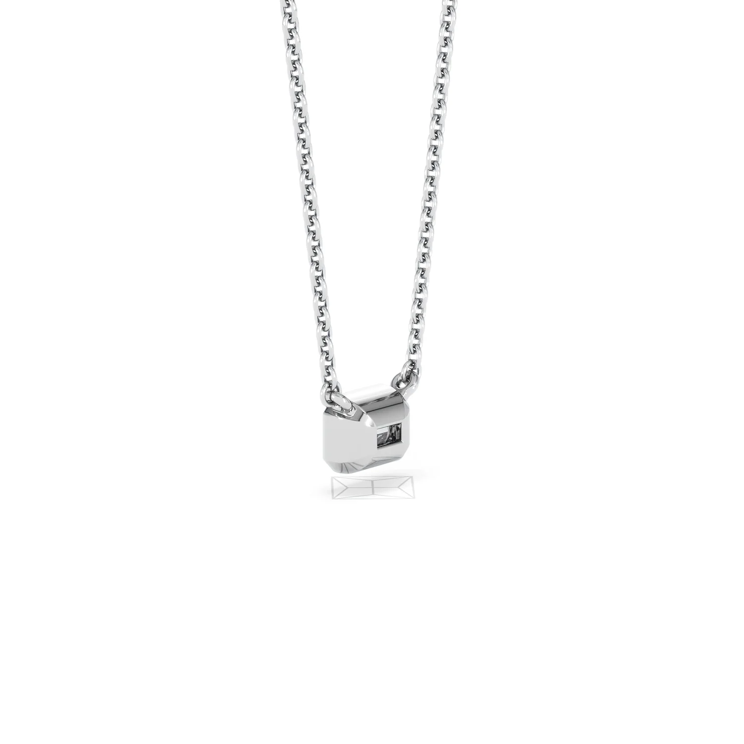 Horizon Emerald Cut Lab Diamond Solitaire Necklace 0.25ct H/SI in 9K White Gold - Image 60