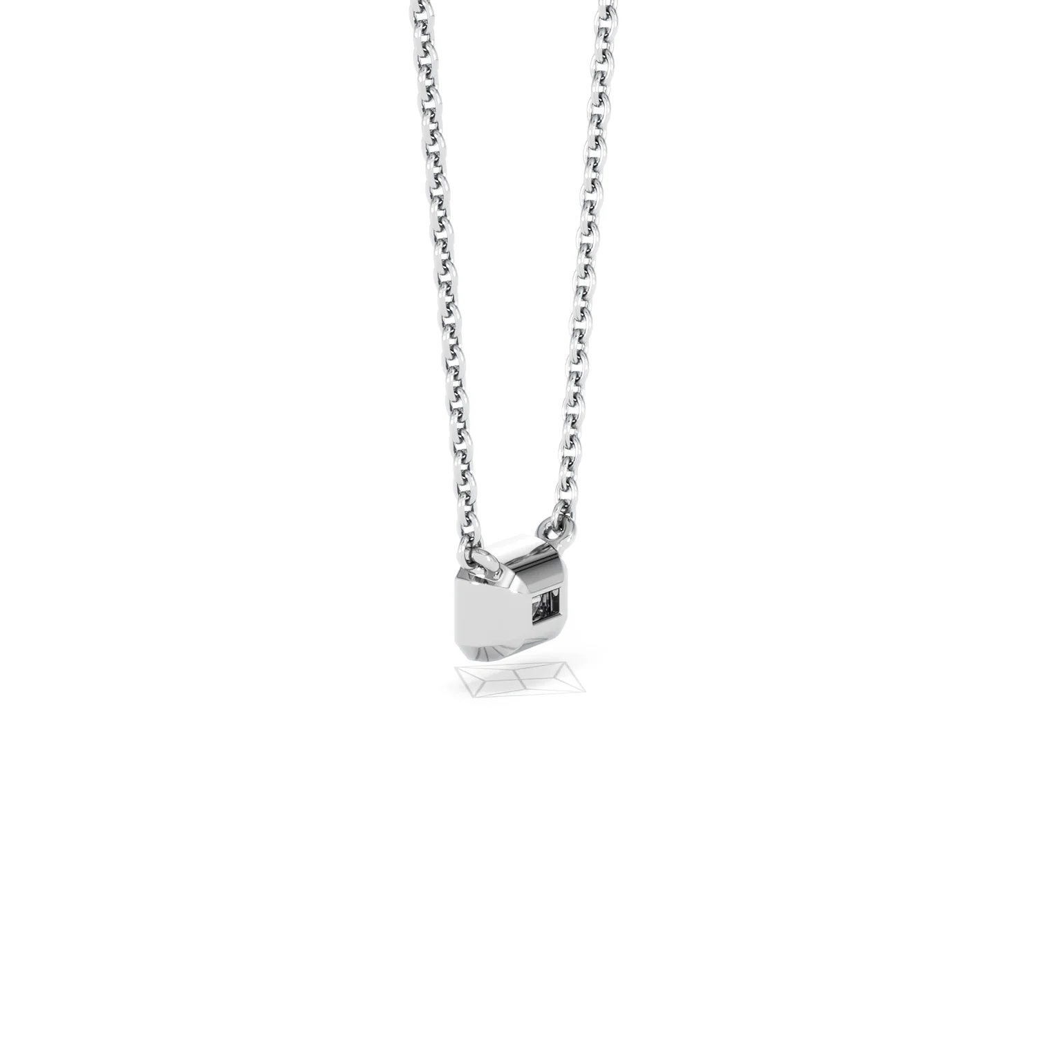 Horizon Emerald Cut Lab Diamond Solitaire Necklace 0.25ct H/SI in 9K White Gold - Image 62