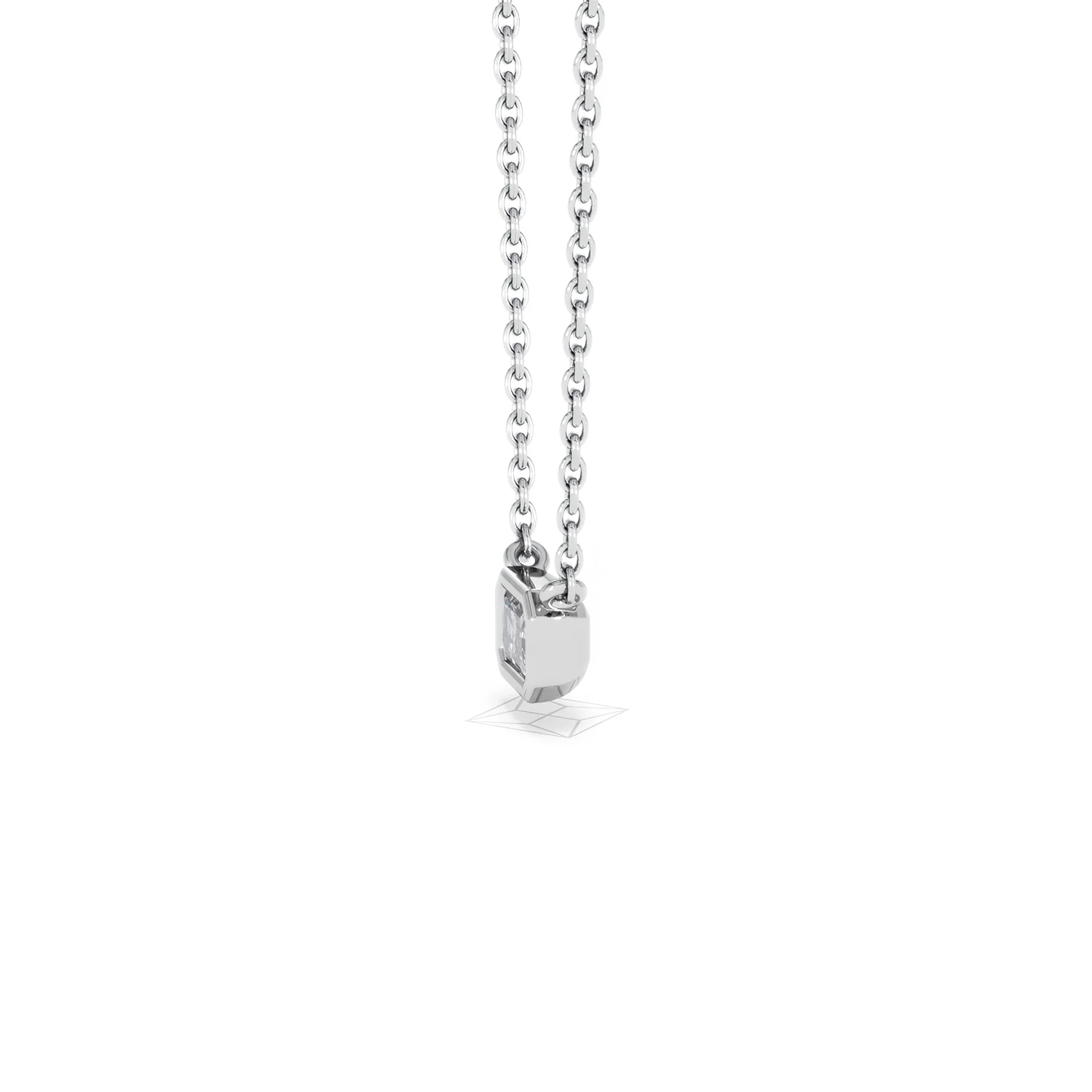 Horizon Emerald Cut Lab Diamond Solitaire Necklace 0.25ct H/SI in 9K White Gold - Image 73