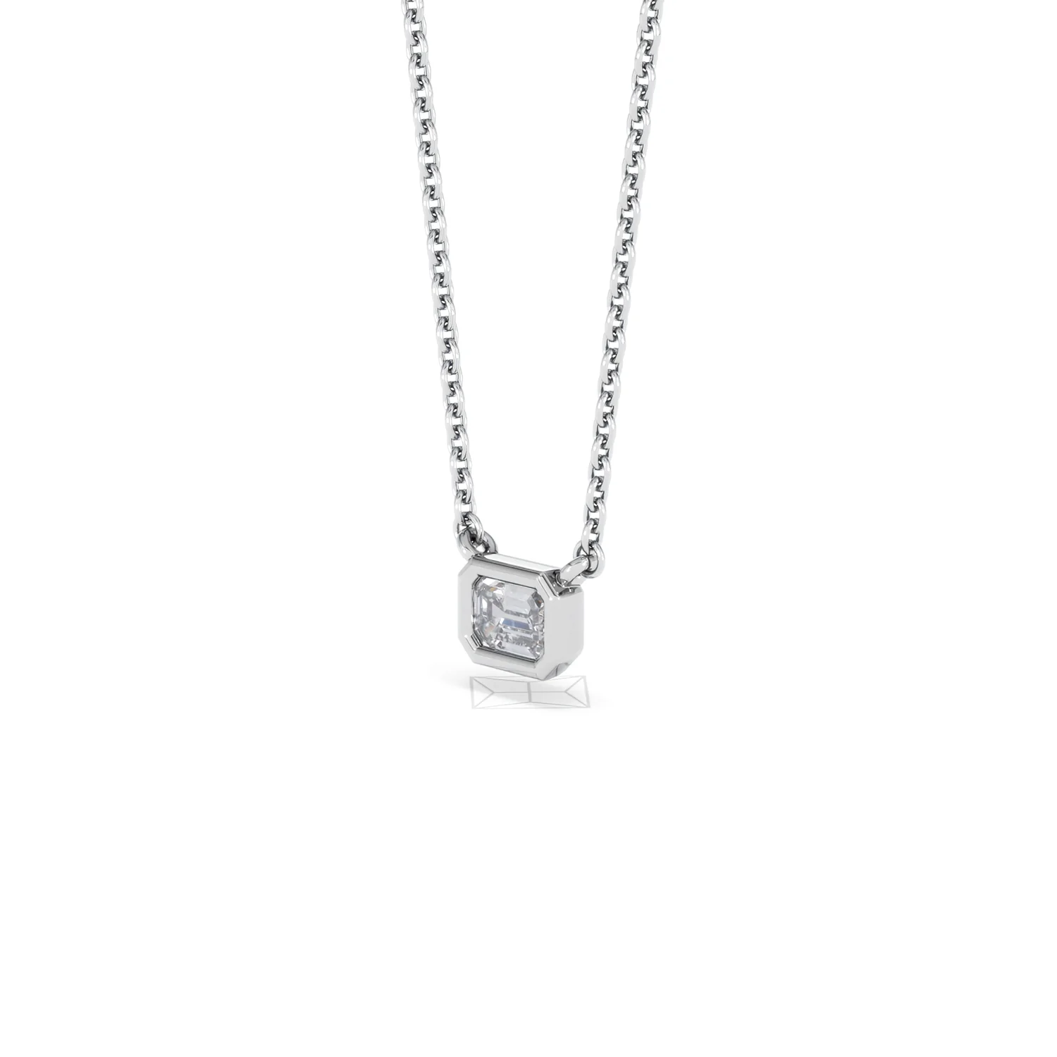 Horizon Emerald Cut Lab Diamond Solitaire Necklace 0.25ct H/SI in 9K White Gold - Image 80