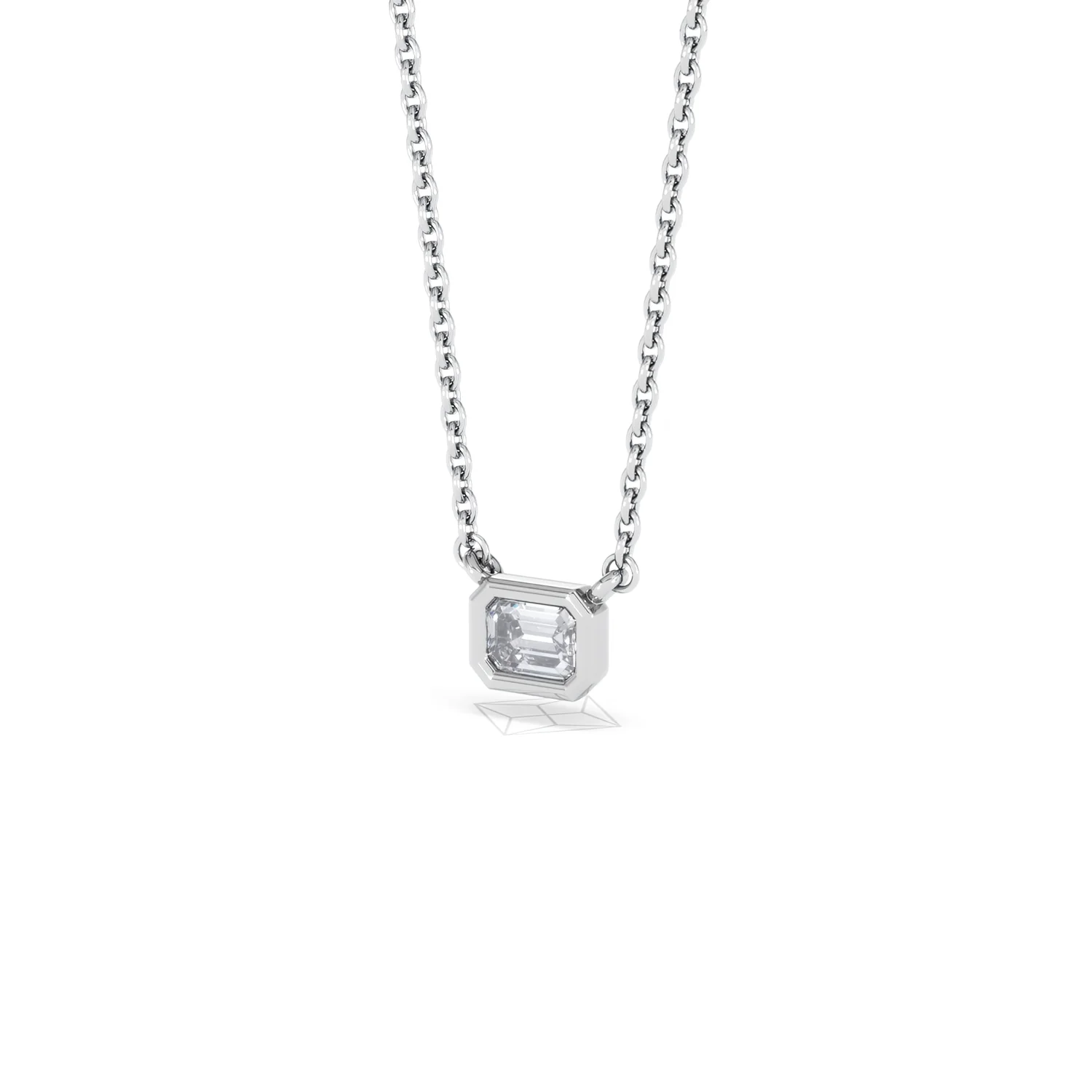 Horizon Emerald Cut Lab Diamond Solitaire Necklace 0.25ct H/SI in 9K White Gold - Image 83