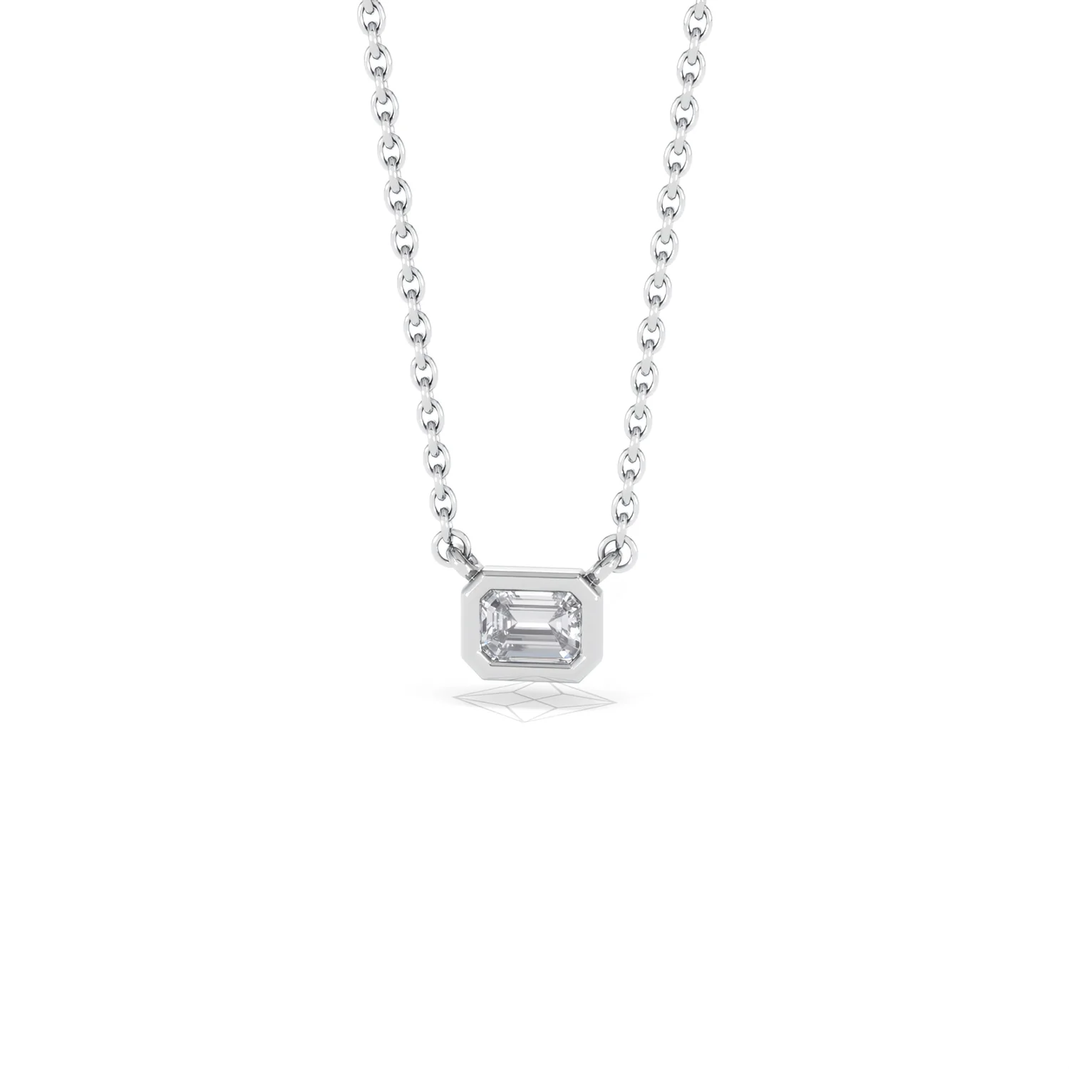 Horizon Emerald Cut Lab Diamond Solitaire Necklace 0.25ct H/SI in 9K White Gold - Image 88