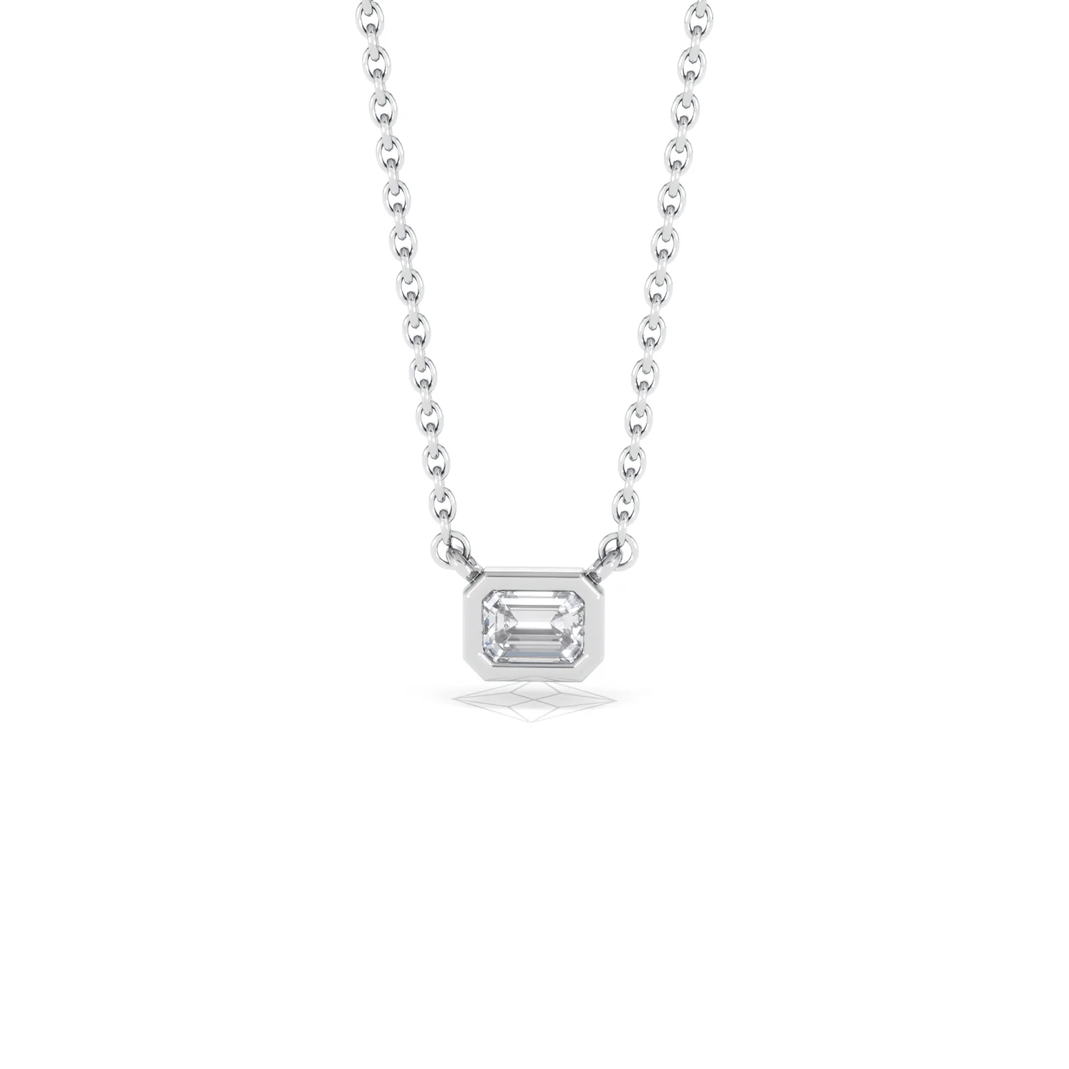 Horizon Emerald Cut Lab Diamond Solitaire Necklace 0.25ct H/SI in 9K White Gold - Image 89