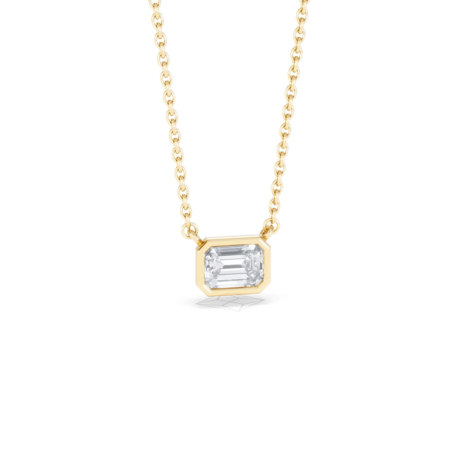 Horizon Emerald Cut Lab Diamond Solitaire Necklace 0.50ct H/SI in 9K Gold - Image 13