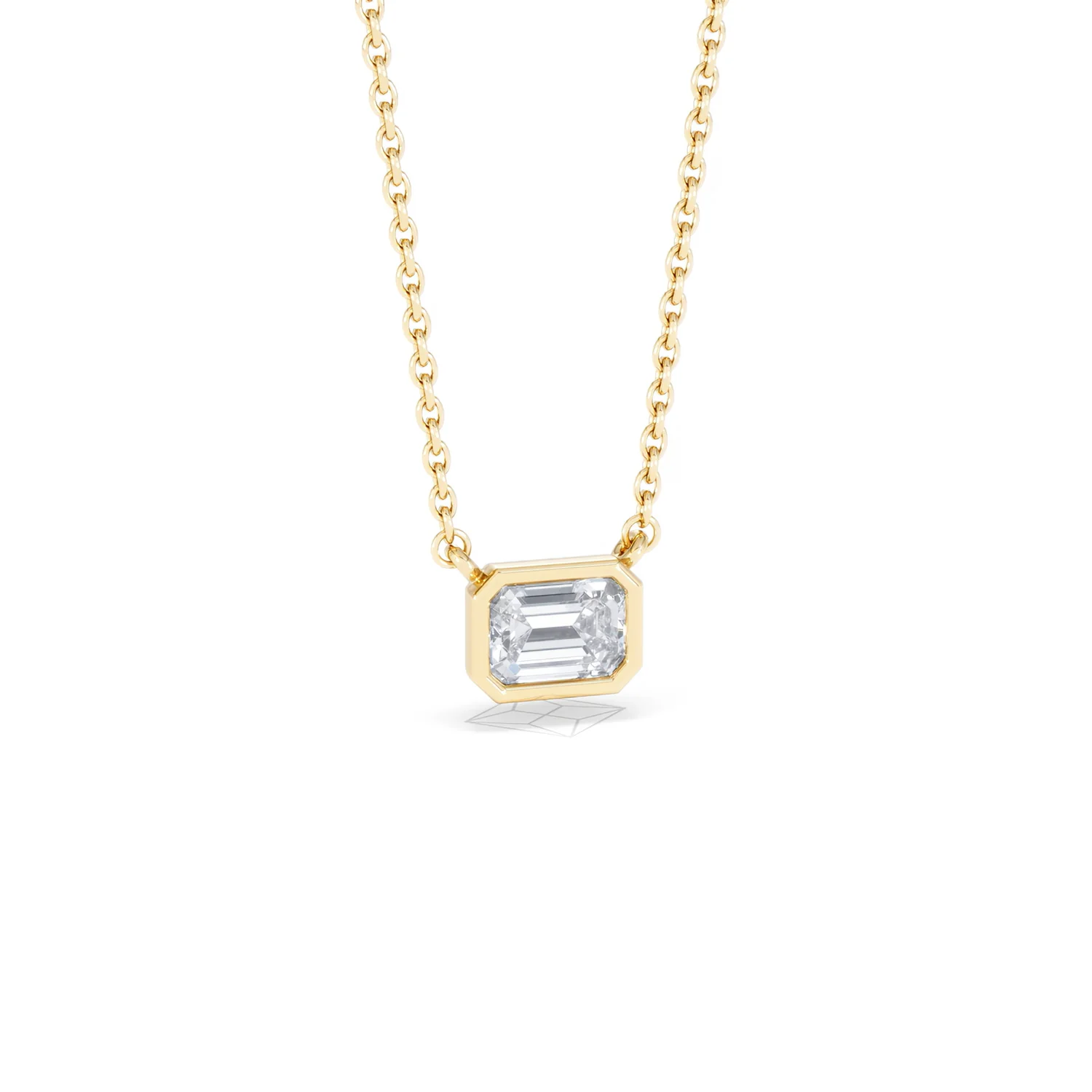 Horizon Emerald Cut Lab Diamond Solitaire Necklace 0.50ct H/SI in 9K Gold - Image 14