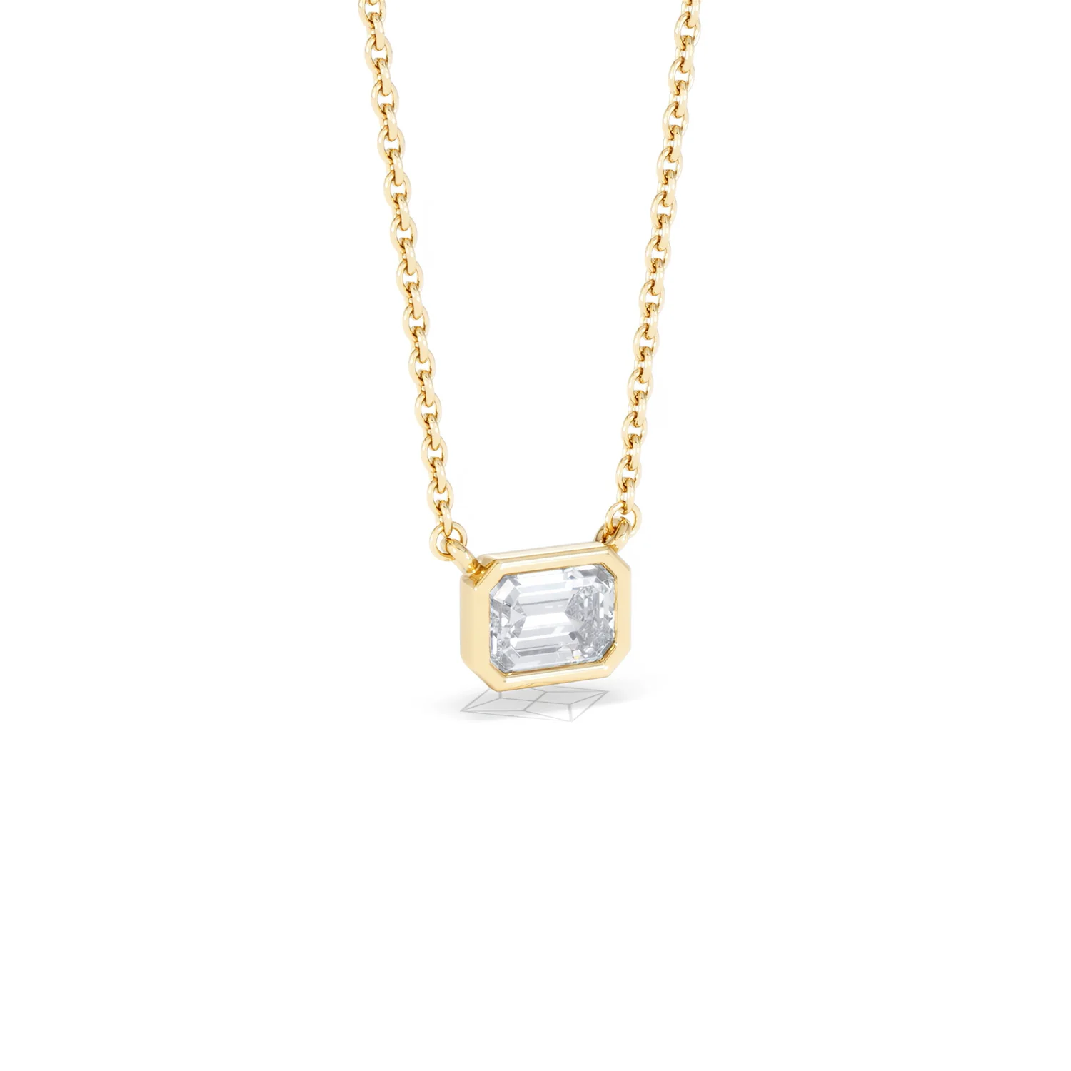 Horizon Emerald Cut Lab Diamond Solitaire Necklace 0.50ct H/SI in 9K Gold - Image 16