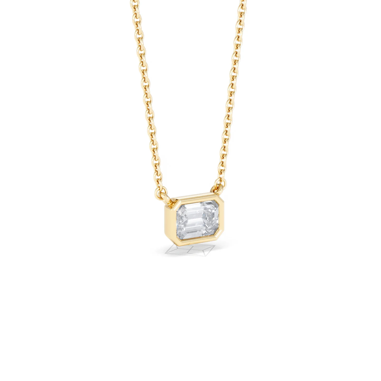 Horizon Emerald Cut Lab Diamond Solitaire Necklace 0.50ct H/SI in 9K Gold - Image 17