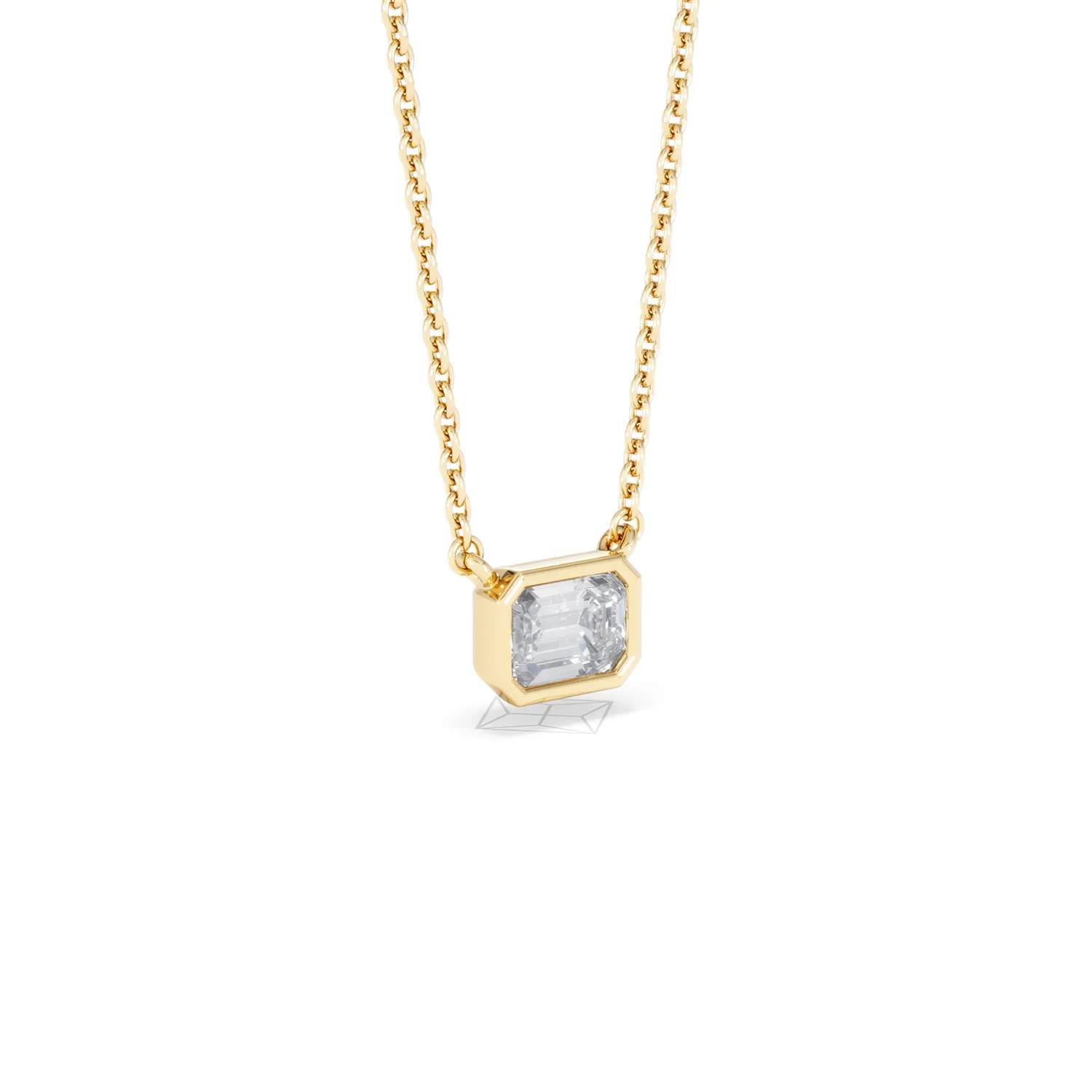 Horizon Emerald Cut Lab Diamond Solitaire Necklace 0.50ct H/SI in 9K Gold - Image 18