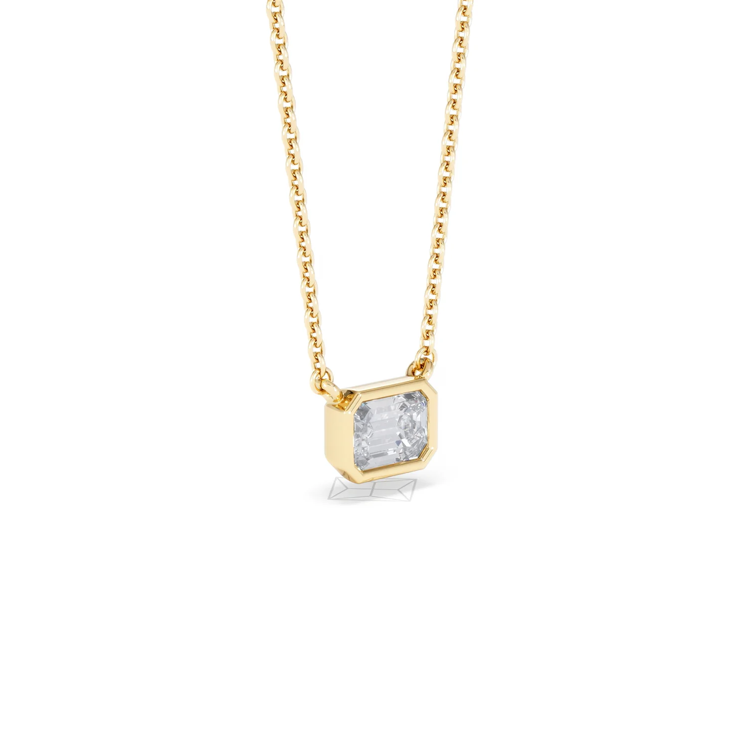 Horizon Emerald Cut Lab Diamond Solitaire Necklace 0.50ct H/SI in 9K Gold - Image 19
