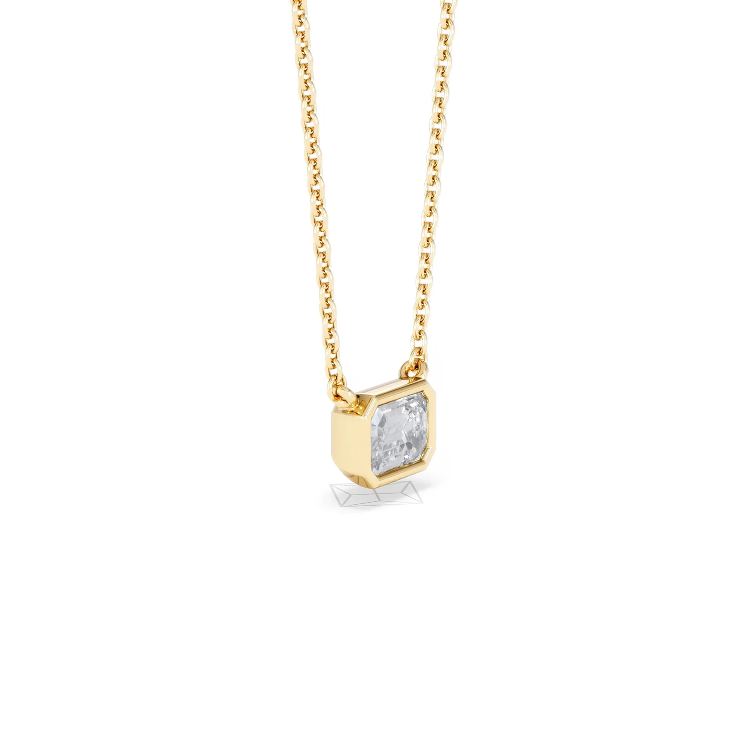 Horizon Emerald Cut Lab Diamond Solitaire Necklace 0.50ct H/SI in 9K Gold - Image 22