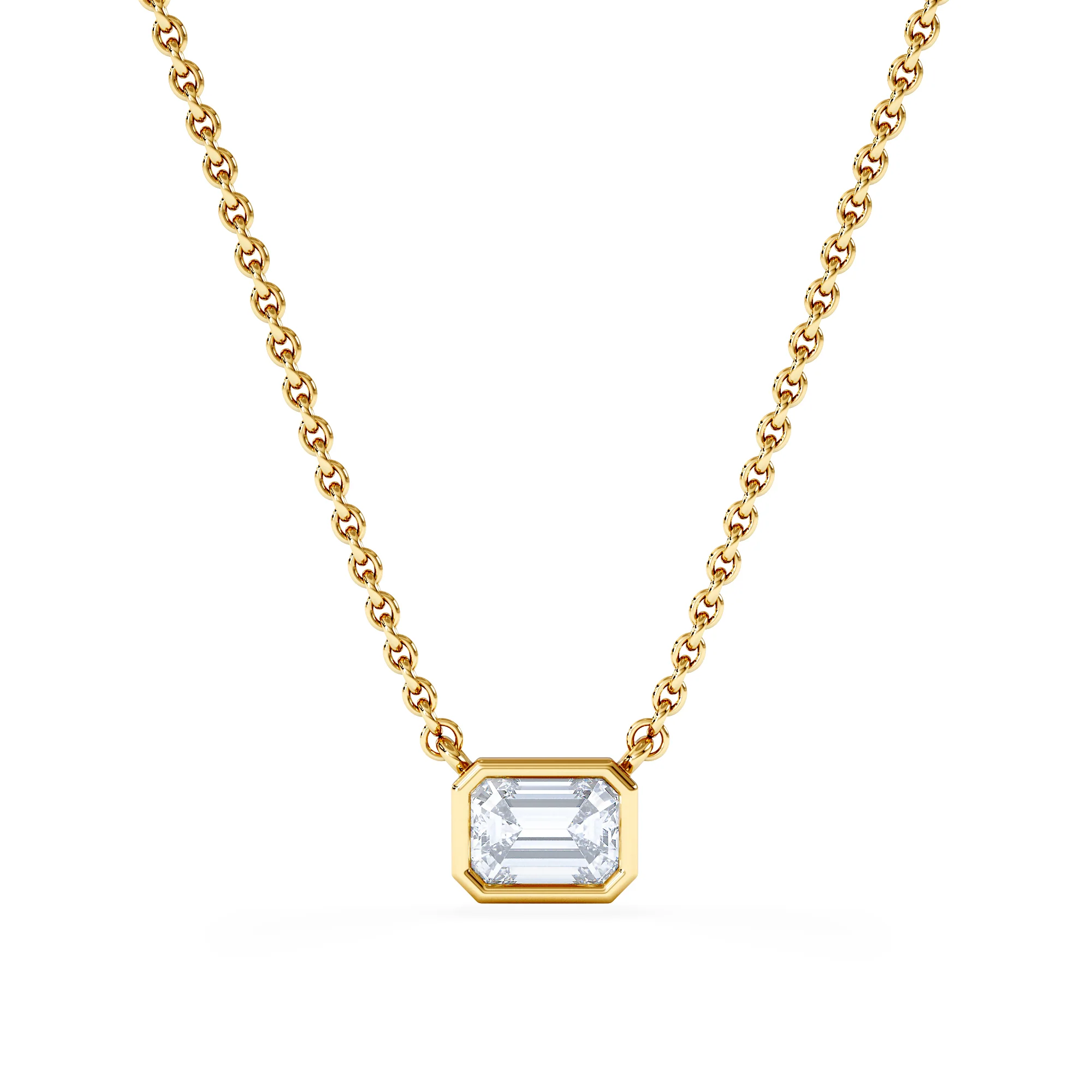 Horizon Emerald Cut Lab Diamond Solitaire Necklace 0.50ct H/SI in 9K Gold - Image 3