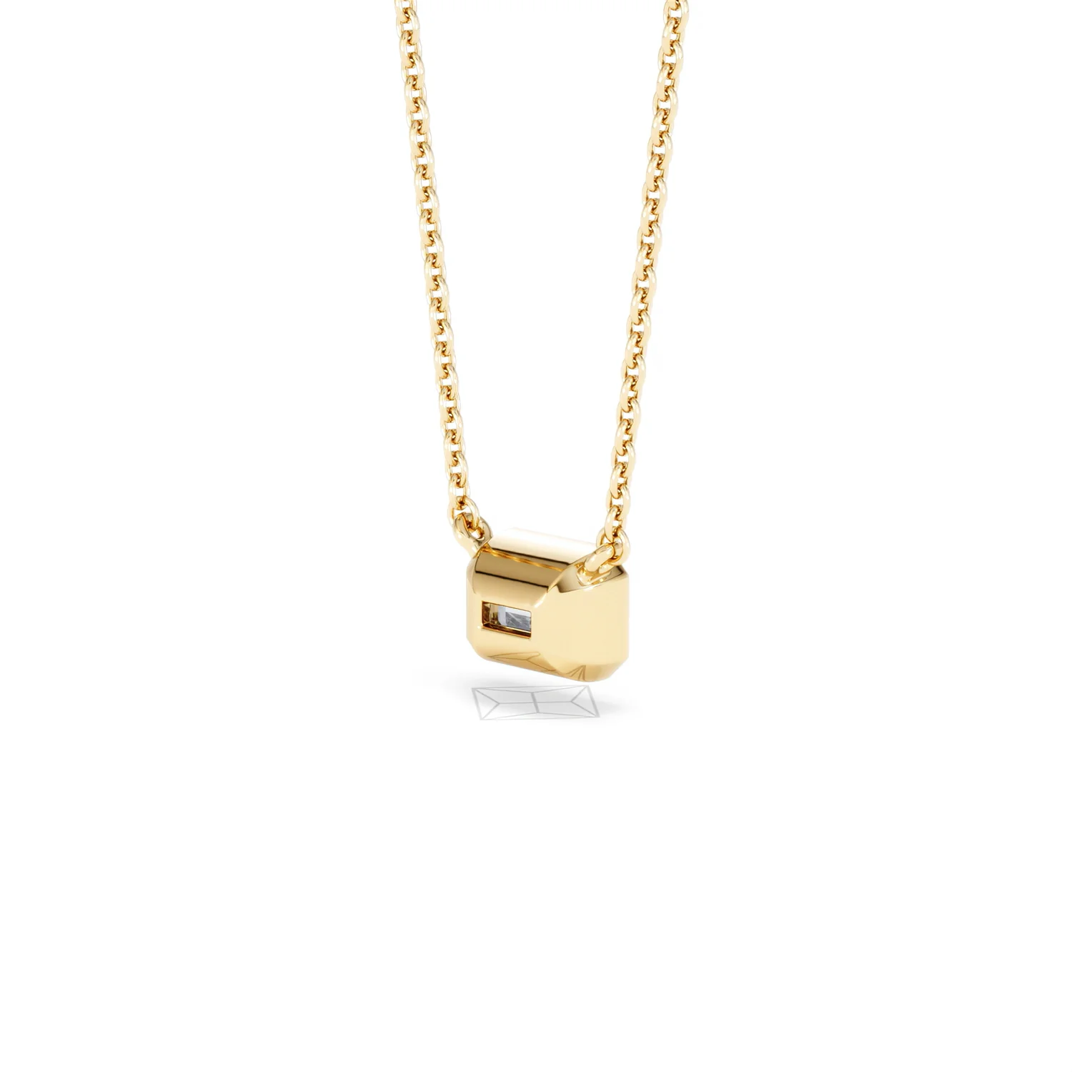 Horizon Emerald Cut Lab Diamond Solitaire Necklace 0.50ct H/SI in 9K Gold - Image 41
