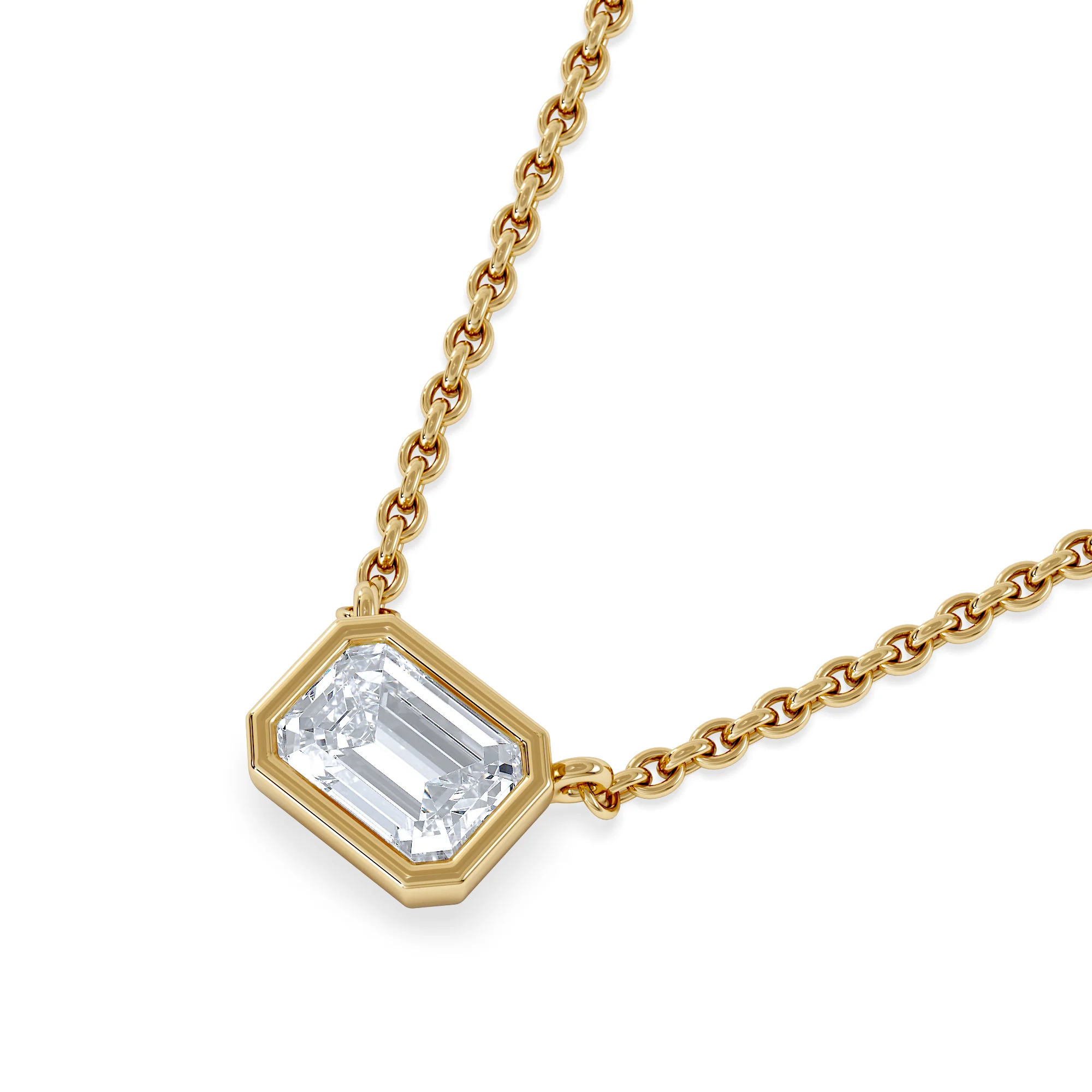 Horizon Emerald Cut Lab Diamond Solitaire Necklace 0.50ct H/SI in 9K Gold - Image 5